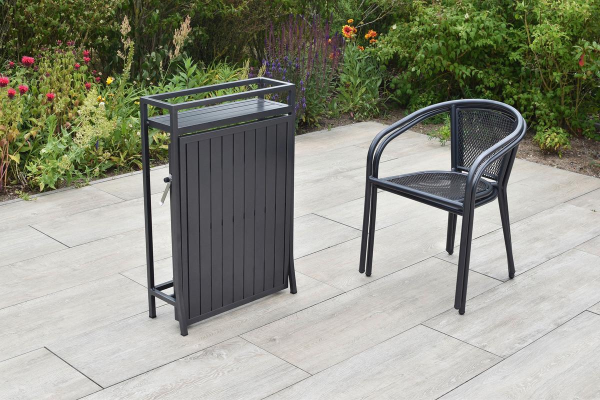 Balkonmöbel Set 3 -Teilig. aus Metall - Graphitfarben/Grau, KONVENTIONELL, Textil/Metall - Gardenson