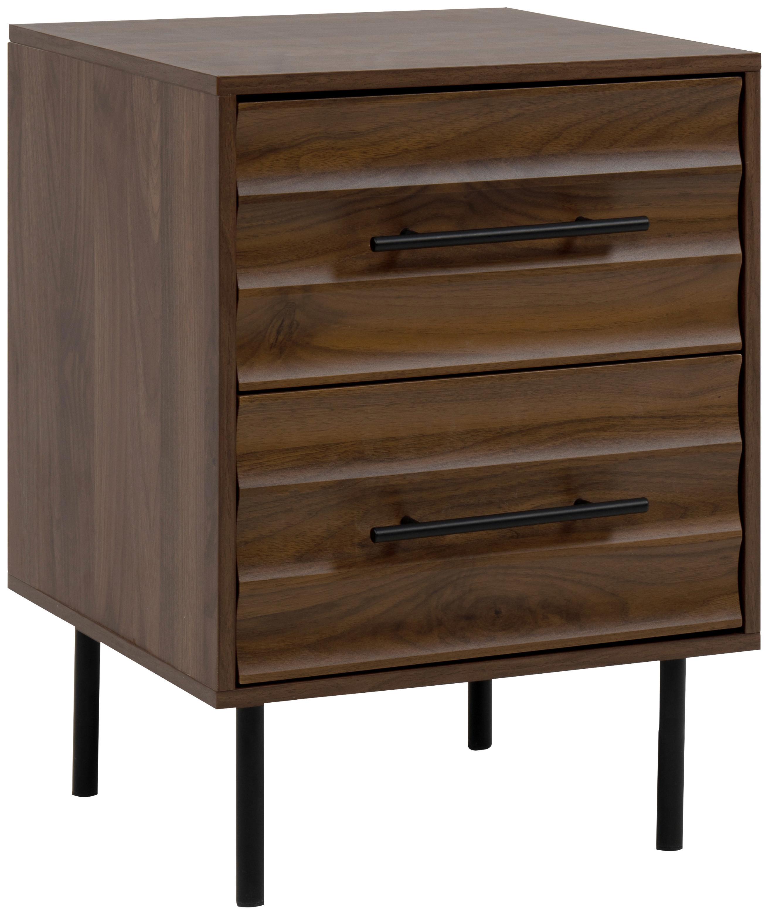 Nachtkästchen Carlton Nussbaumfarbe H: 55 Cm - Nussbaumfarben/Schwarz, Trend, Holzwerkstoff (40/55/39cm)