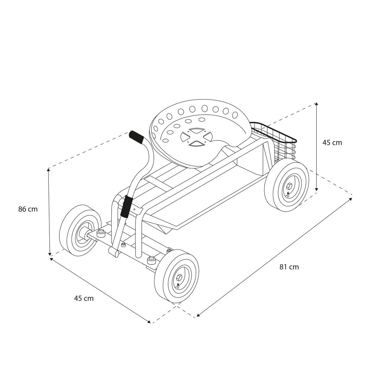 Gartengerätewagen Mit Sitz - Anthrazit, Basics, Kunststoff/Metall (81/45/86cm) - Ambia Garden
