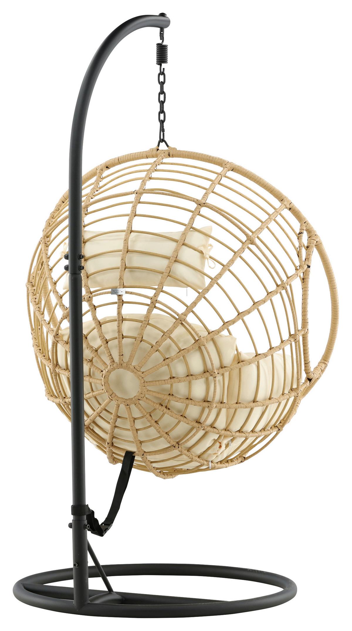 Hängesessel Mit Gestell Viga Mit Sitz- Und Rückenkissen - KONVENTIONELL, Holz (105/186/160cm) - Gardenson