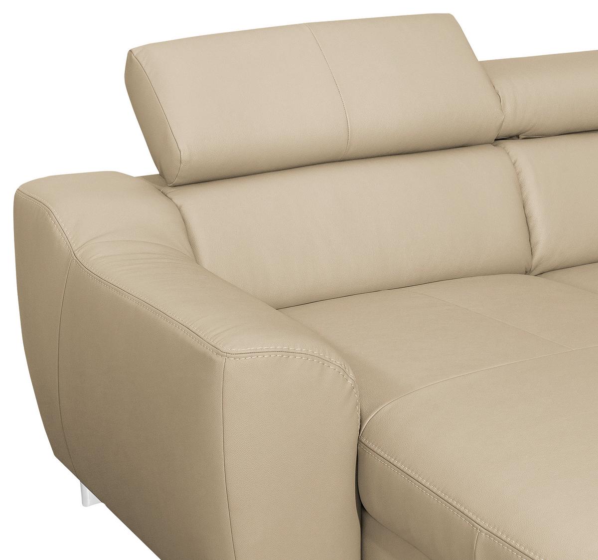 Wohnlandschaft Aspen Beige U-Form: 175 Cm - Chromfarben/Beige, Design, Leder/Textil (175/315/208cm) - Livetastic