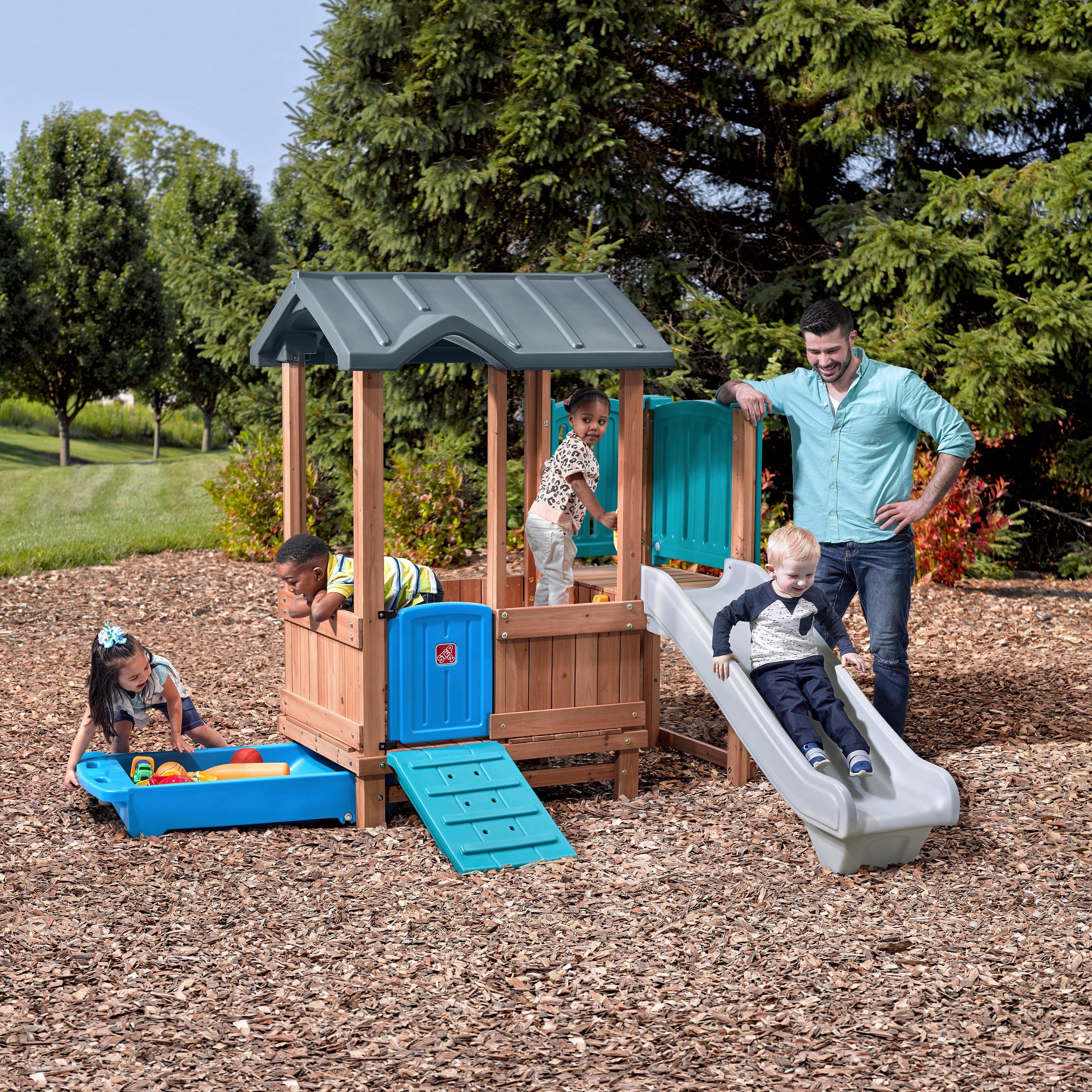 Spielhaus 4906kr - Blau/Braun, KONVENTIONELL, Holz/Kunststoff (165,7/185/214cm) - Ambia Garden