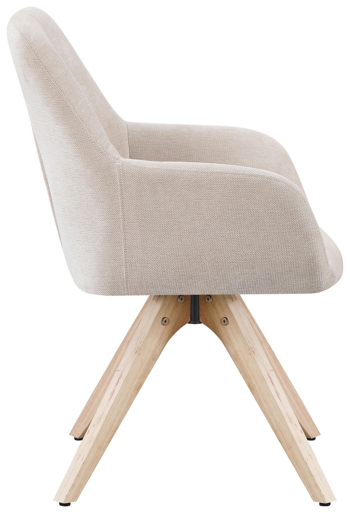 Armlehnstuhl Woody Webstoff beige, B: 64 cm - Beige/Naturfarben, Trend, Holz/Textil (64/83/61cm)