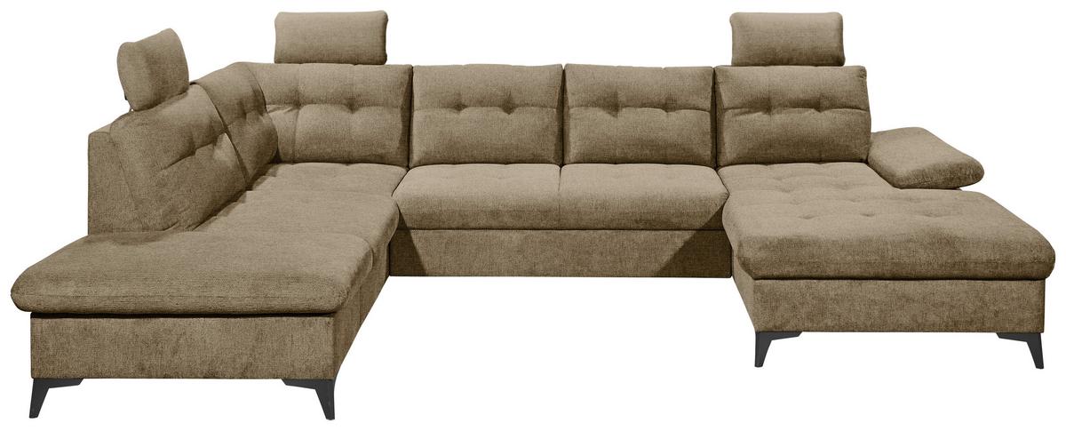 Wohnlandschaft Durban U Terracotta U: 218/324/170 cm - Sandfarben/Schwarz, KONVENTIONELL, Textil (218/324/170cm) - MID.YOU