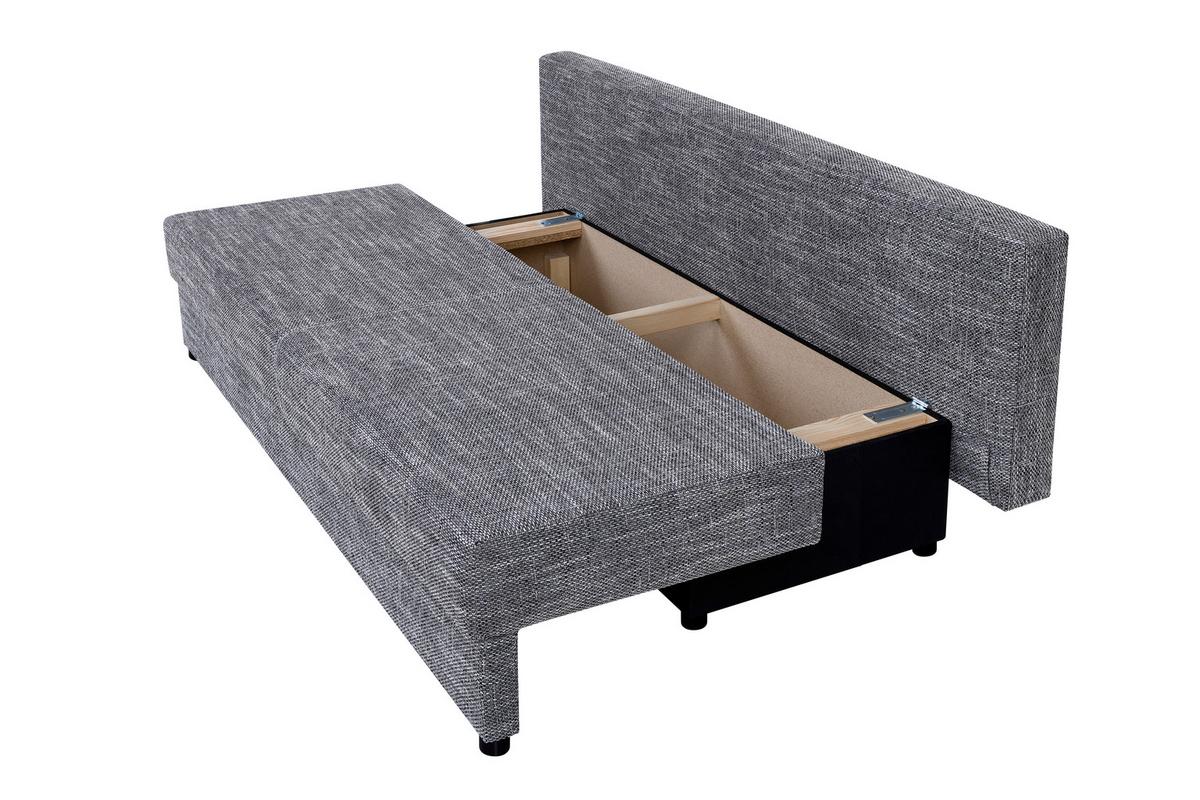 Schlafsofa Mega Grau B: 190 cm - Schwarz/Braun, Design, Holzwerkstoff/Textil (190/80/75cm) - P & B