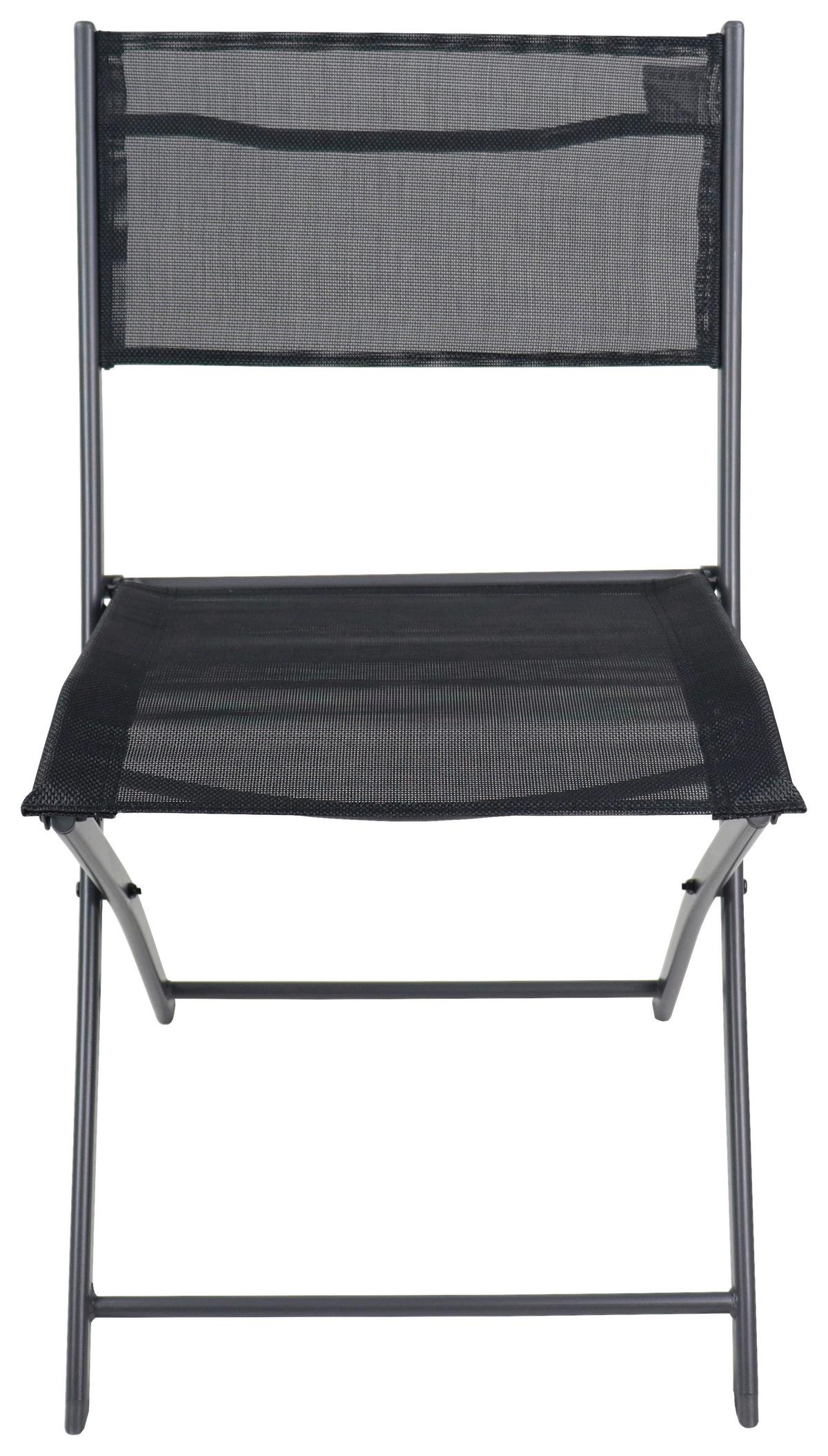 Gartenstuhl-Set Sumila 4-Er Schwarz B: 45 cm - Schwarz, MODERN, Textil/Metall (45/79/46cm) - Ambia Garden