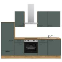 Küchenleerblock Easytouch Low-Line, L6 Links - Dunkelgrün/Eichefarben, MODERN, Holzwerkstoff (270cm) - Nobilia