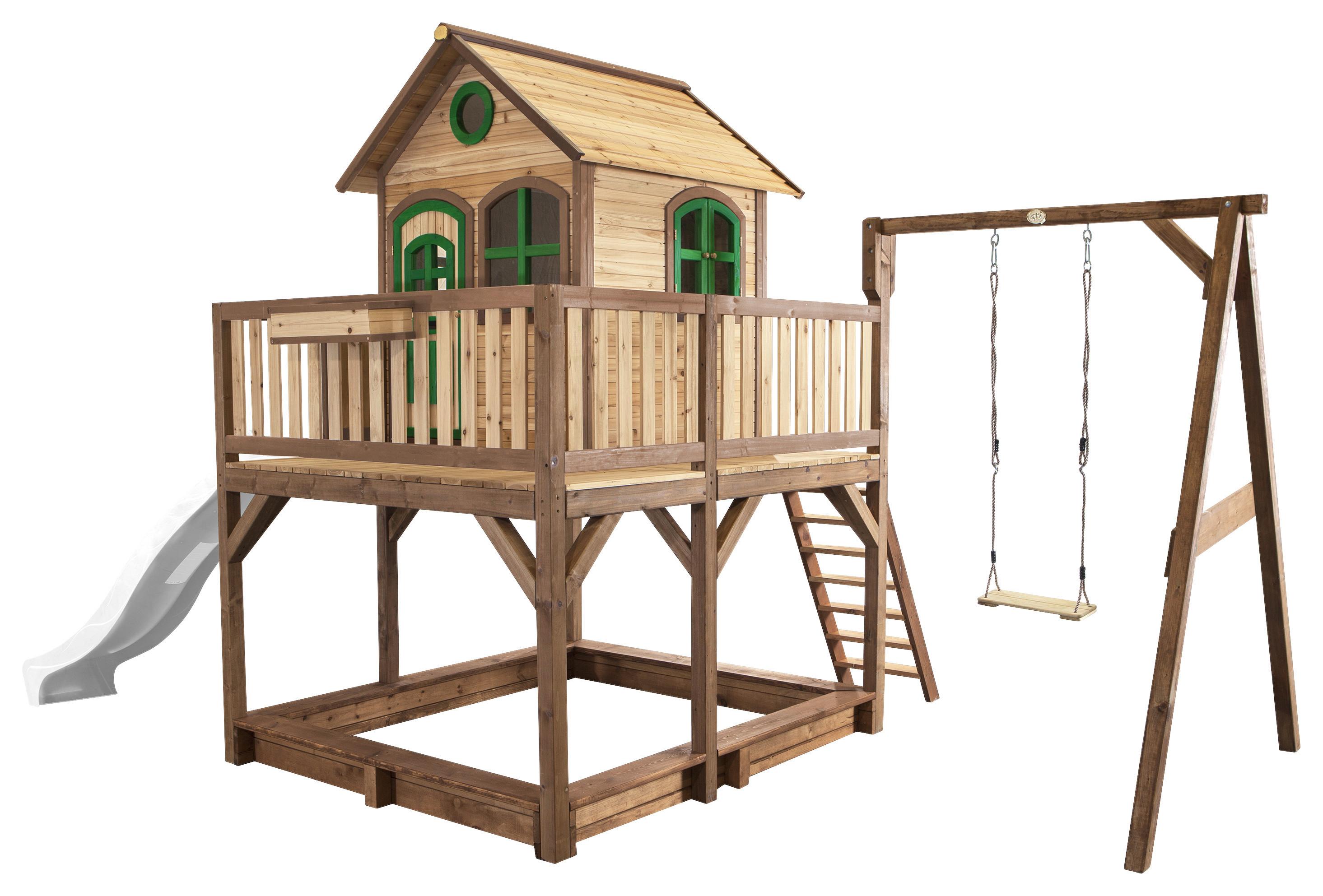 Spielturm A030.152.90 - Weiß/Braun, KONVENTIONELL, Holz/Kunststoff (541/291/277cm) - Ambia Garden
