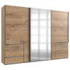 Schwebetürenschrank M. Spiegel 300cm Level 36a, Eiche Dekor - Eichefarben, MODERN, Glas/Holzwerkstoff (300/216/65cm) - MID.YOU