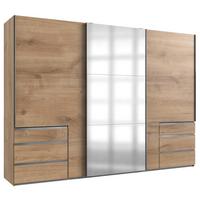 Schwebetürenschrank M. Spiegel 300cm Level 36a, Eiche Dekor - Eichefarben, MODERN, Glas/Holzwerkstoff (300/216/65cm) - MID.YOU