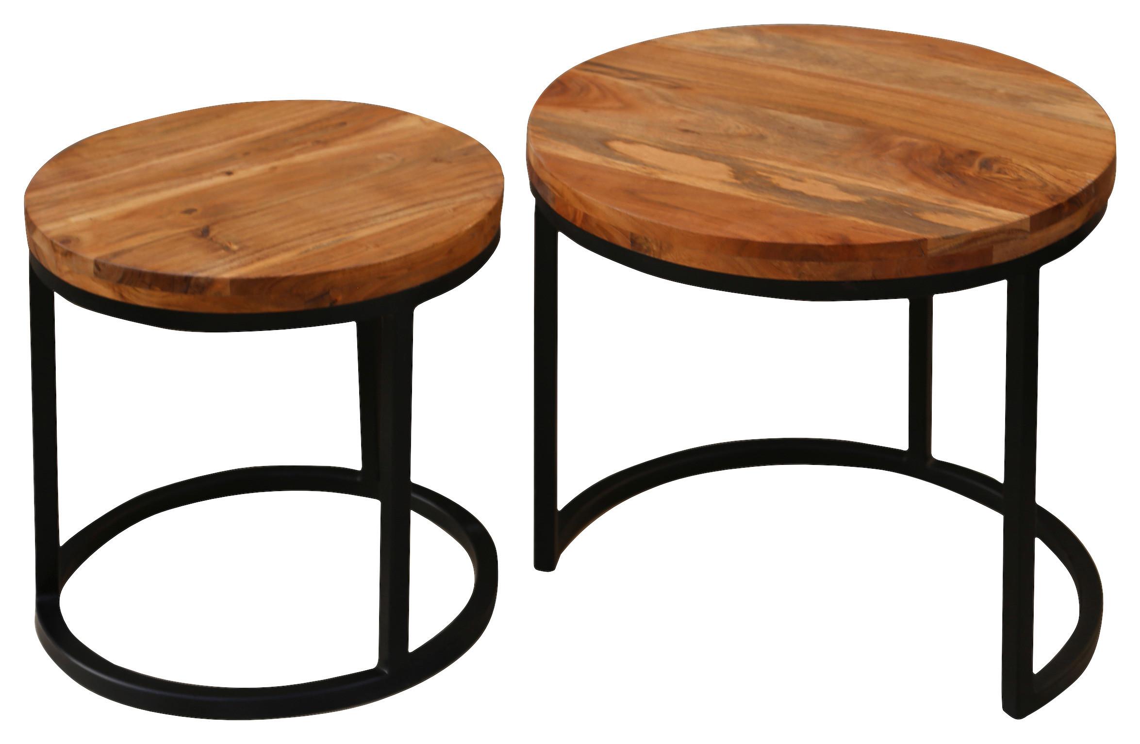 Satztisch Selma B: 40-50cm Akaziefarben - Schwarz/Akaziefarben, MODERN, Holz/Metall - MID.YOU