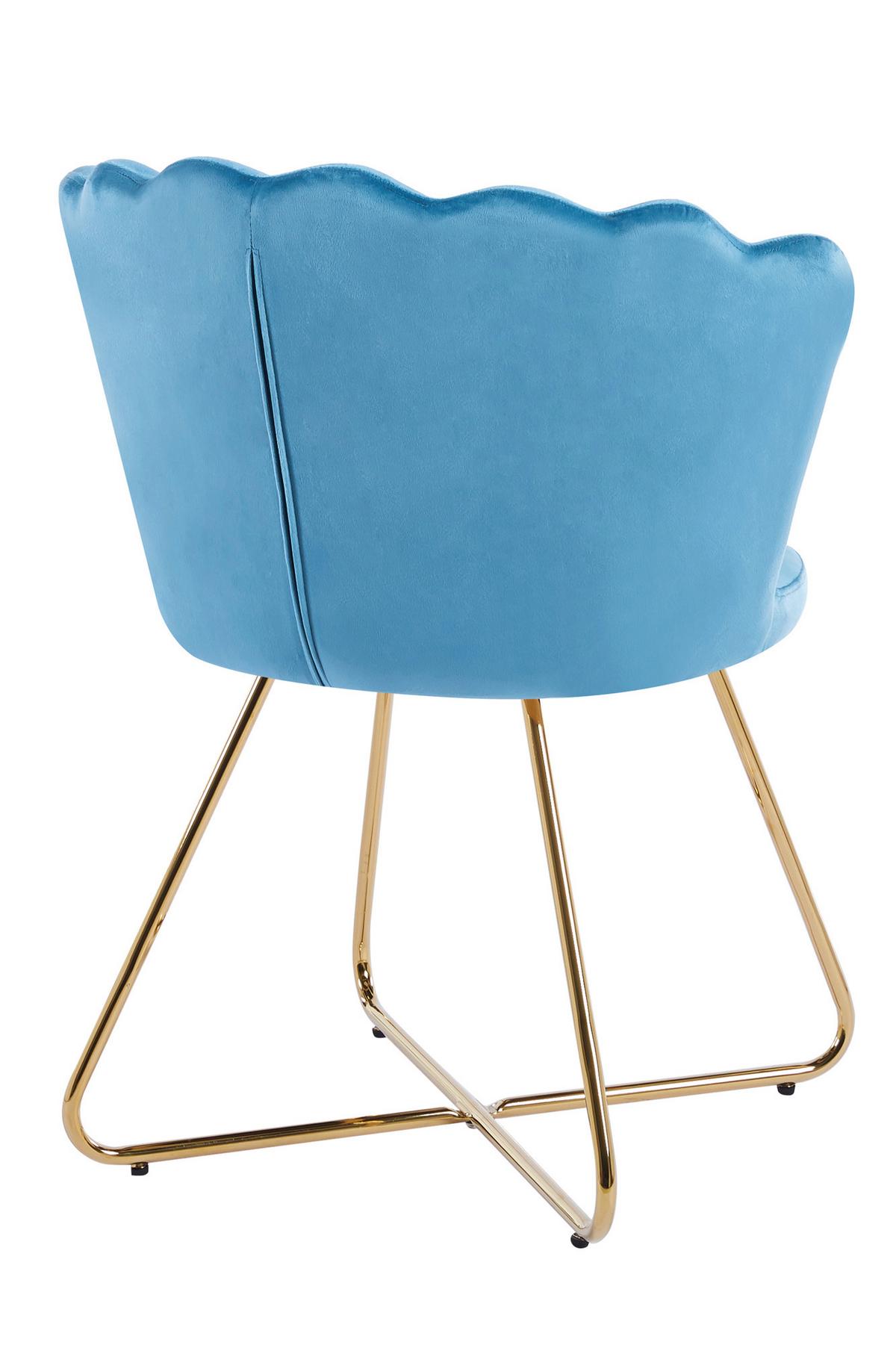 Stuhl-set Blau B: 69,5 Cm - Blau/Goldfarben, MODERN, Textil/Metall (69,5/85/66cm) - Livetastic