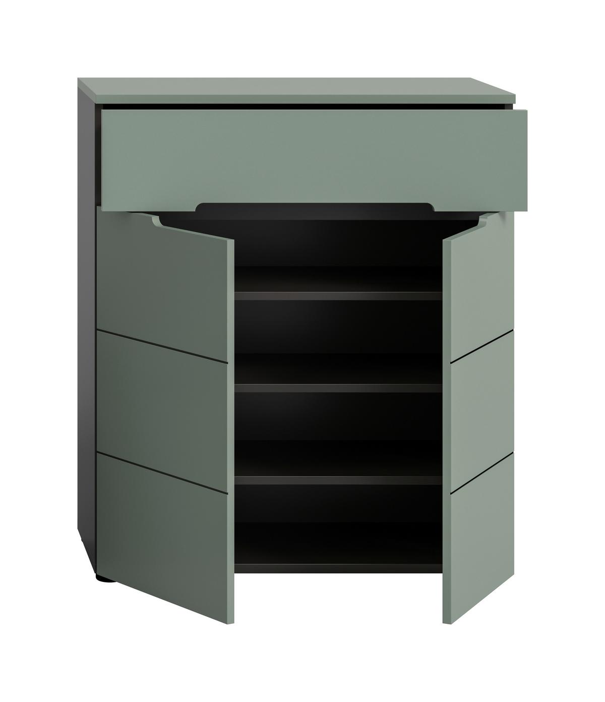 Schuhschrank Canu Grün/Grau B: 80 cm - Schwarz, Design, Holzwerkstoff (80/94/37cm) - Livetastic