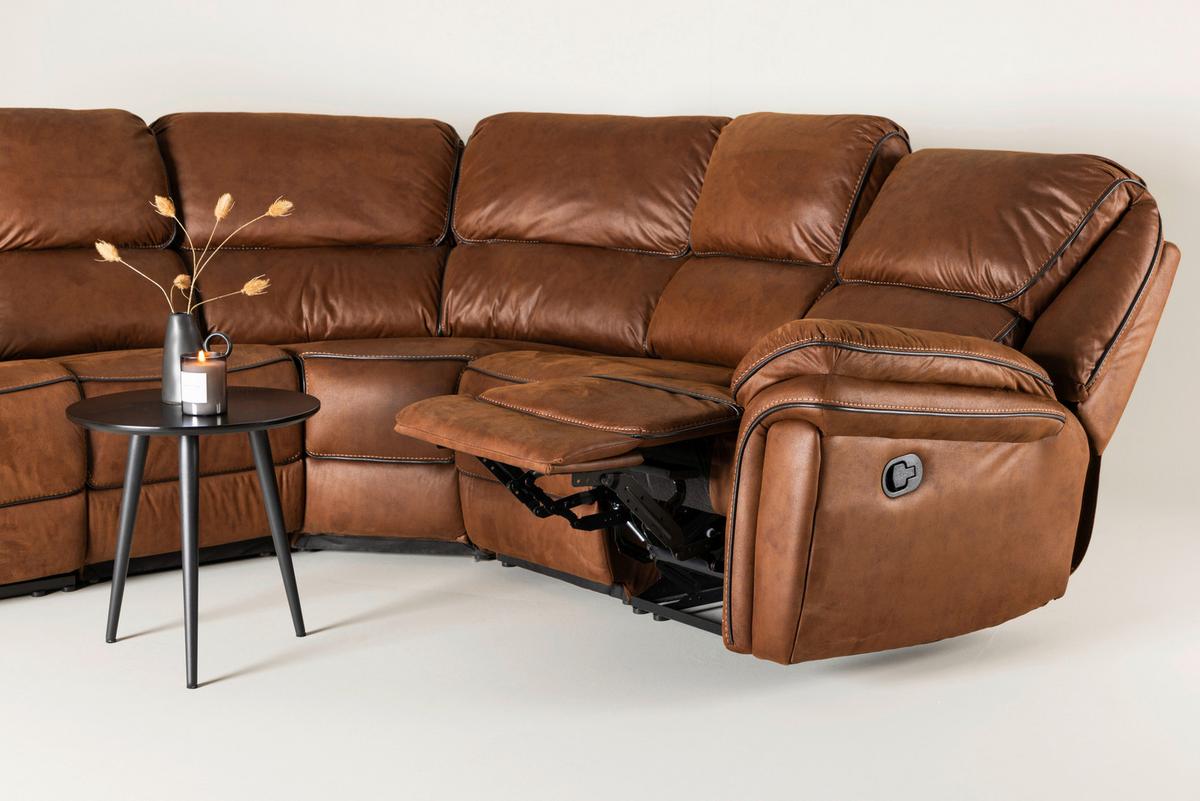 Ecksofa Saranda - Schwarz/Braun, Design, Textil (169/169cm) - Livetastic