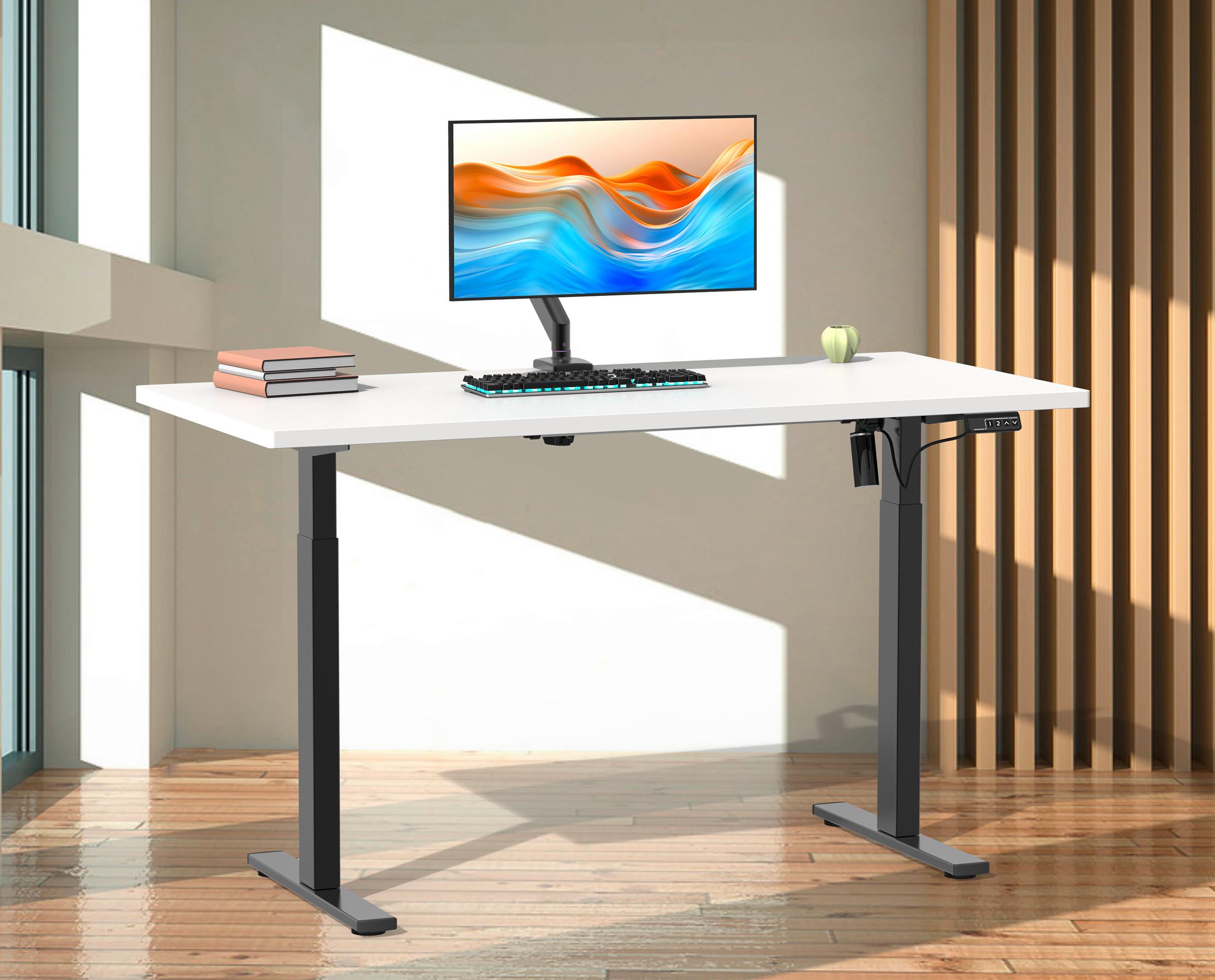 Schreibtisch E-lona Weiß L: 140 Cm - Schwarz/Weiß, Design, Holzwerkstoff/Metall (140/50/71cm) - MID.YOU