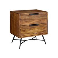 Nočný stolík NISHAN masív - čierna/farba indického palisandra, Design, kov/drevo (60/60/40cm) - MID.YOU