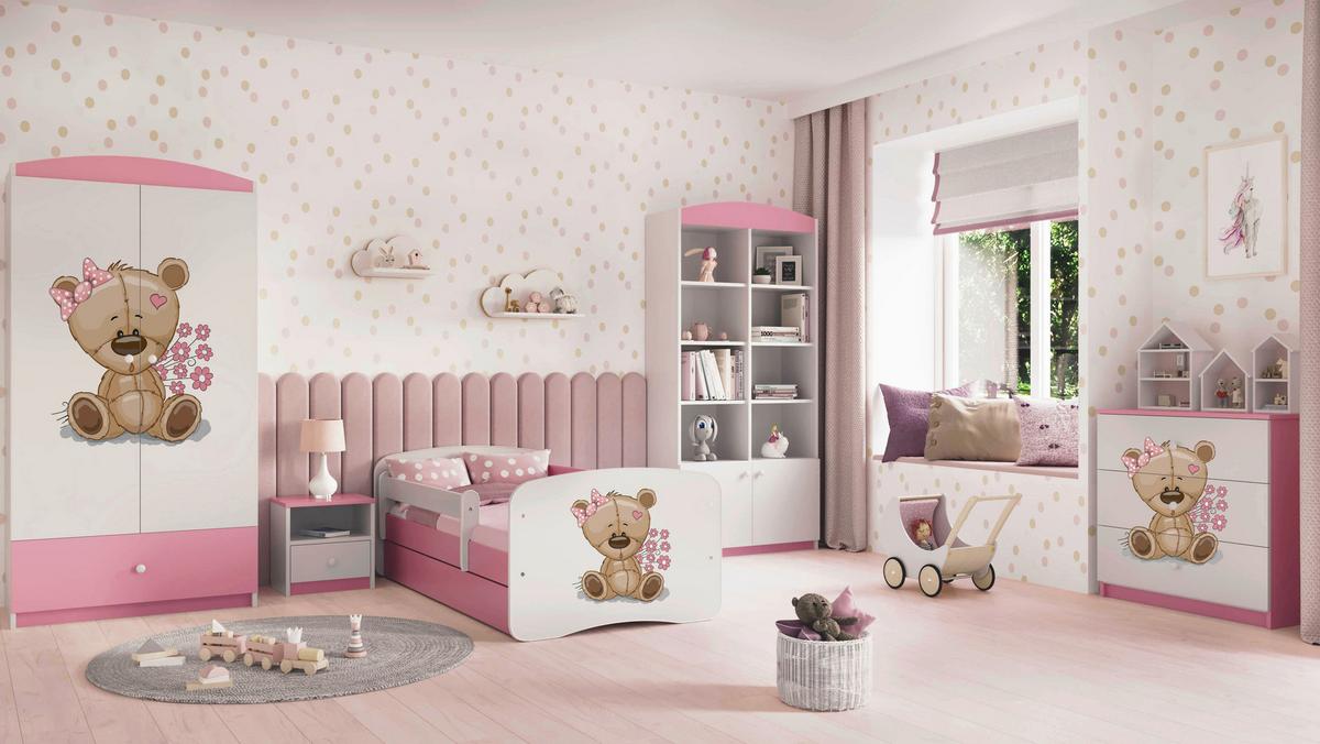 Kinder-/Juniorbett Babydreams inkl. Matratze 80x160 - Pink/Birkefarben, MODERN, Holz/Holzwerkstoff (80/160cm) - MID.YOU