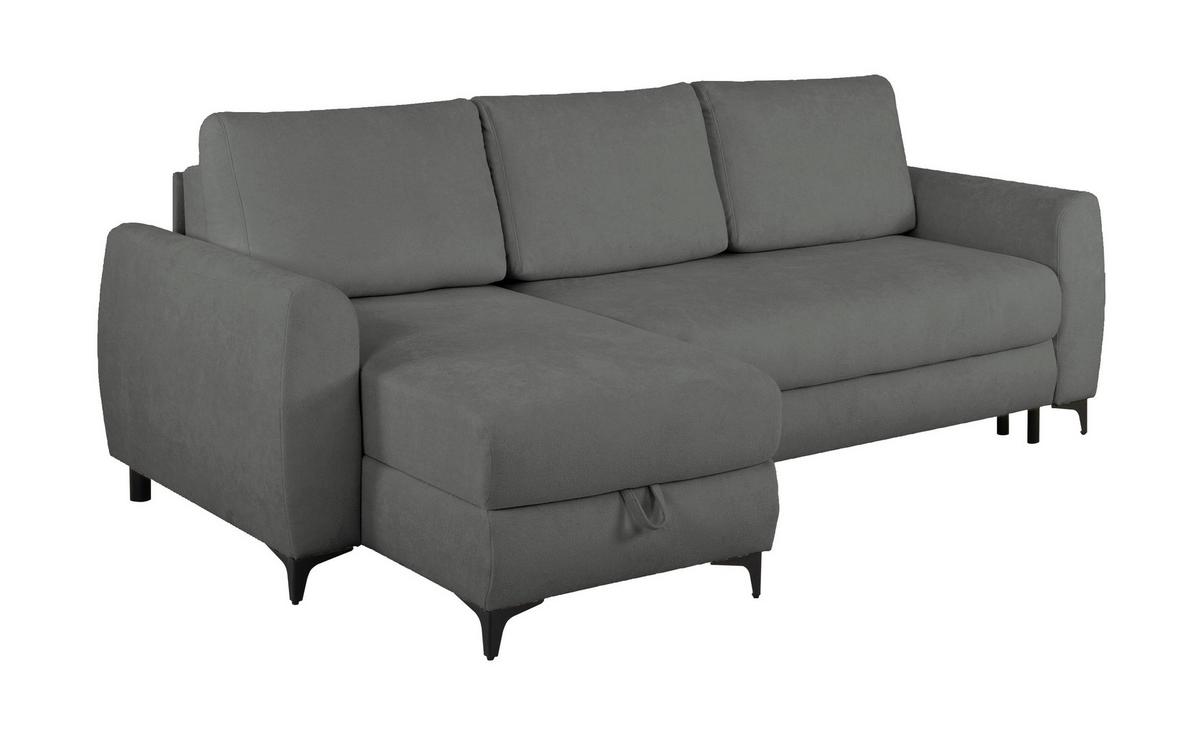 Ecksofa Moli, Dunkelgrau S: 236x148 cm - Dunkelgrau/Schwarz, Design, Textil (236/148cm) - MID.YOU