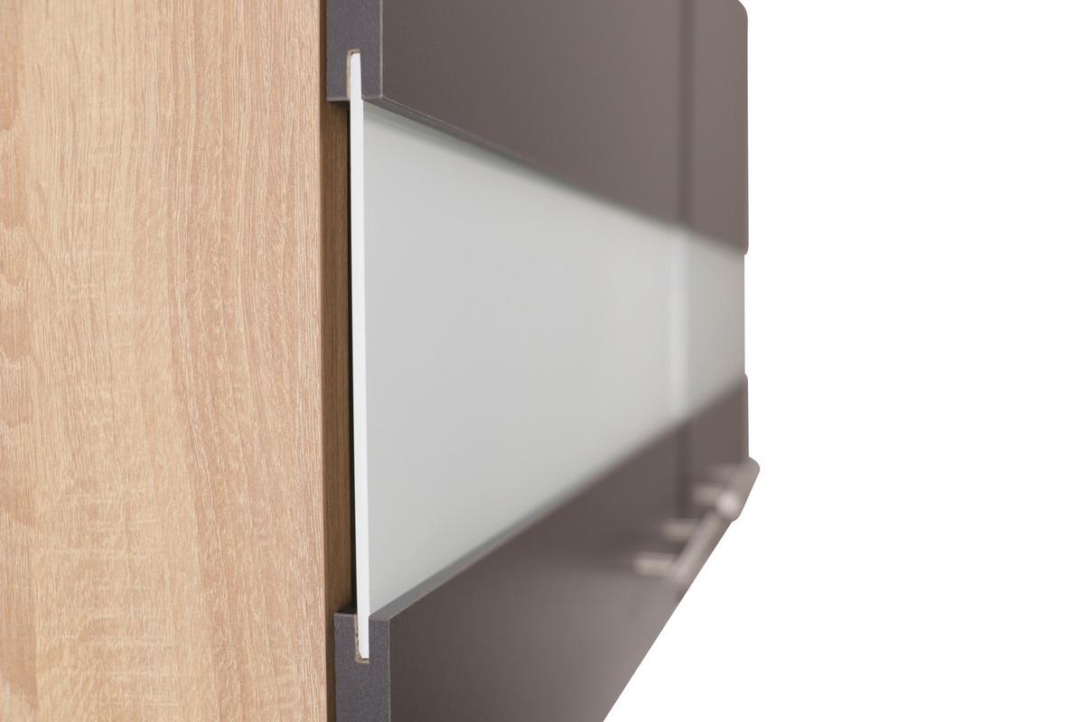 Miniküche Merle Grau/Eiche Dekor B:100cm - Eichefarben/Grau, Basics, Glas/Holzwerkstoff (100cm) - Respekta