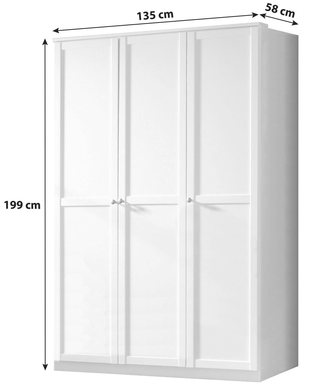 Drehtürenschrank 135cm Filou, Weiß - Weiß, LIFESTYLE, Holzwerkstoff (135/199/58cm) - MID.YOU