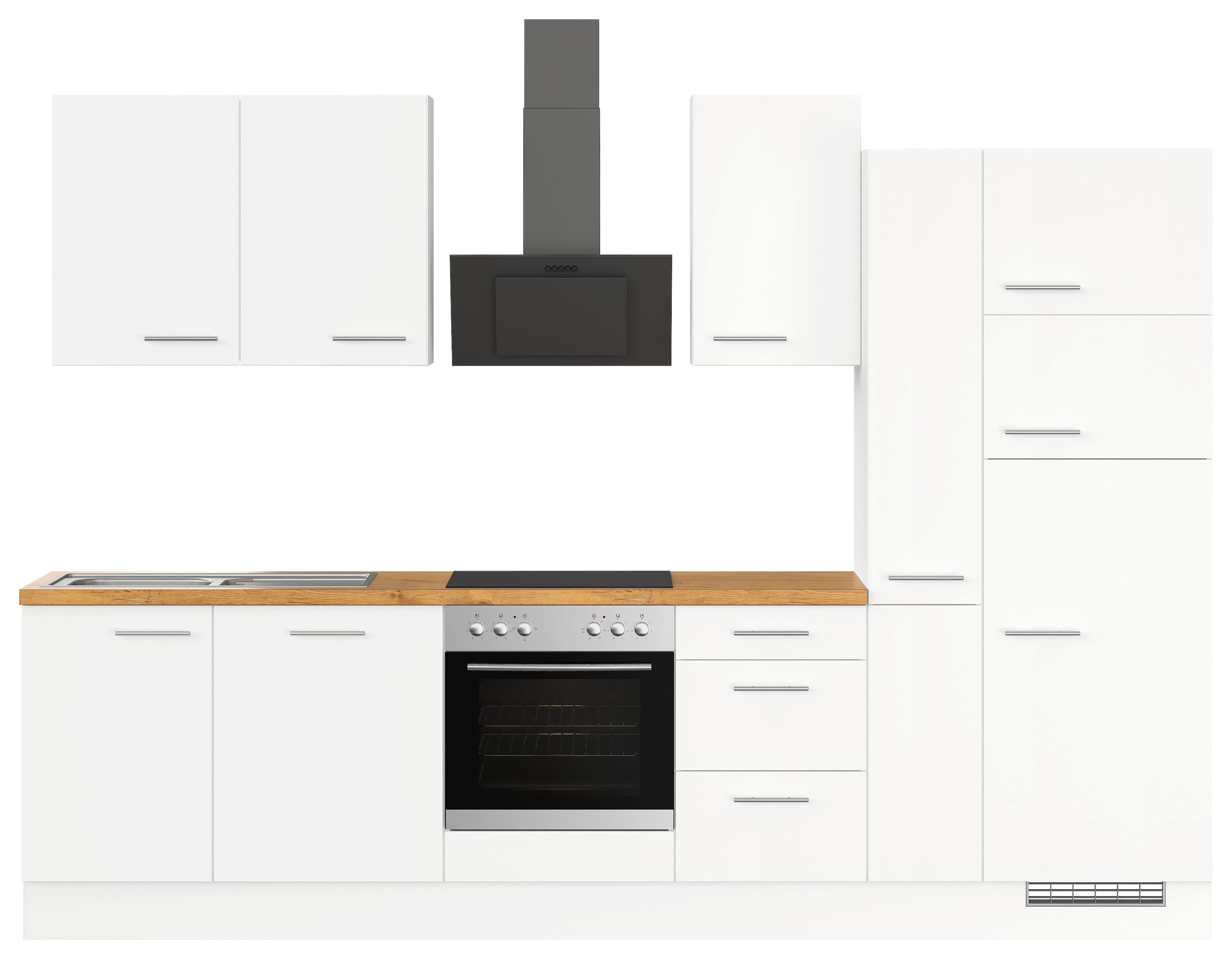 Küchenblock Ip120 Weiß B: 310 Cm - Eichefarben/Weiß, Trend, Holzwerkstoff (310cm) - Impuls