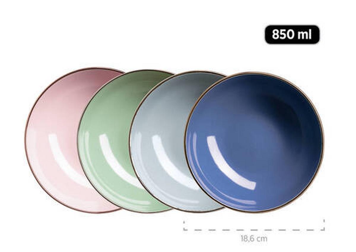 Kombiservice Metallic Rim 4 Personen Geschirr Set - Rosa/Dunkelblau, Basics, Keramik (33/31,7/32,5cm) - Mäser