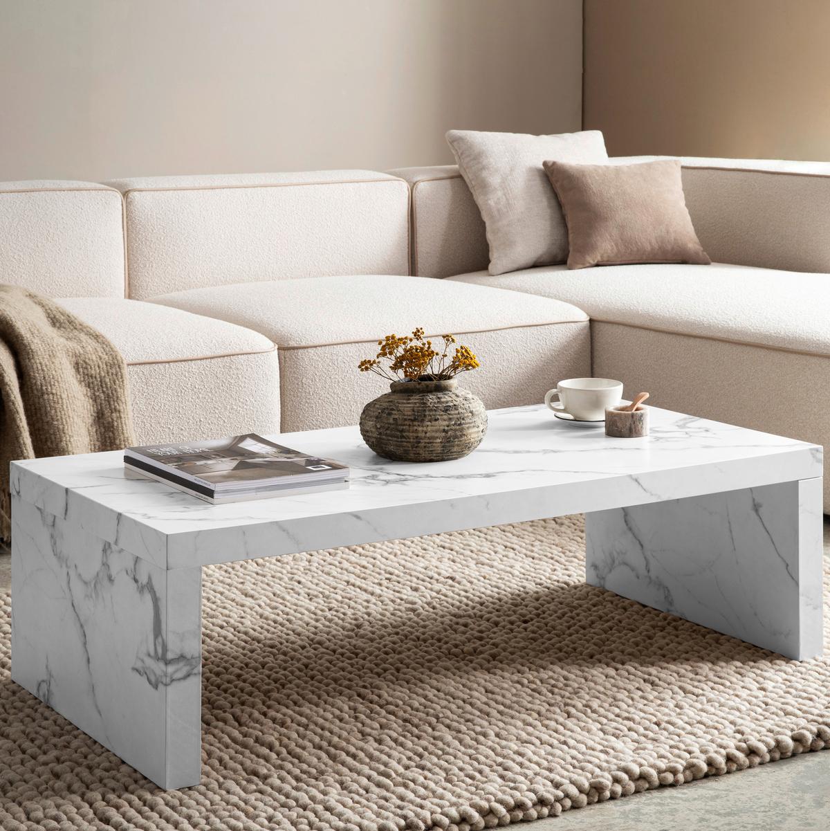 Couchtisch Weiß L: 110 Cm - Weiß, Design, Holzwerkstoff (110/55/35cm) - Livetastic