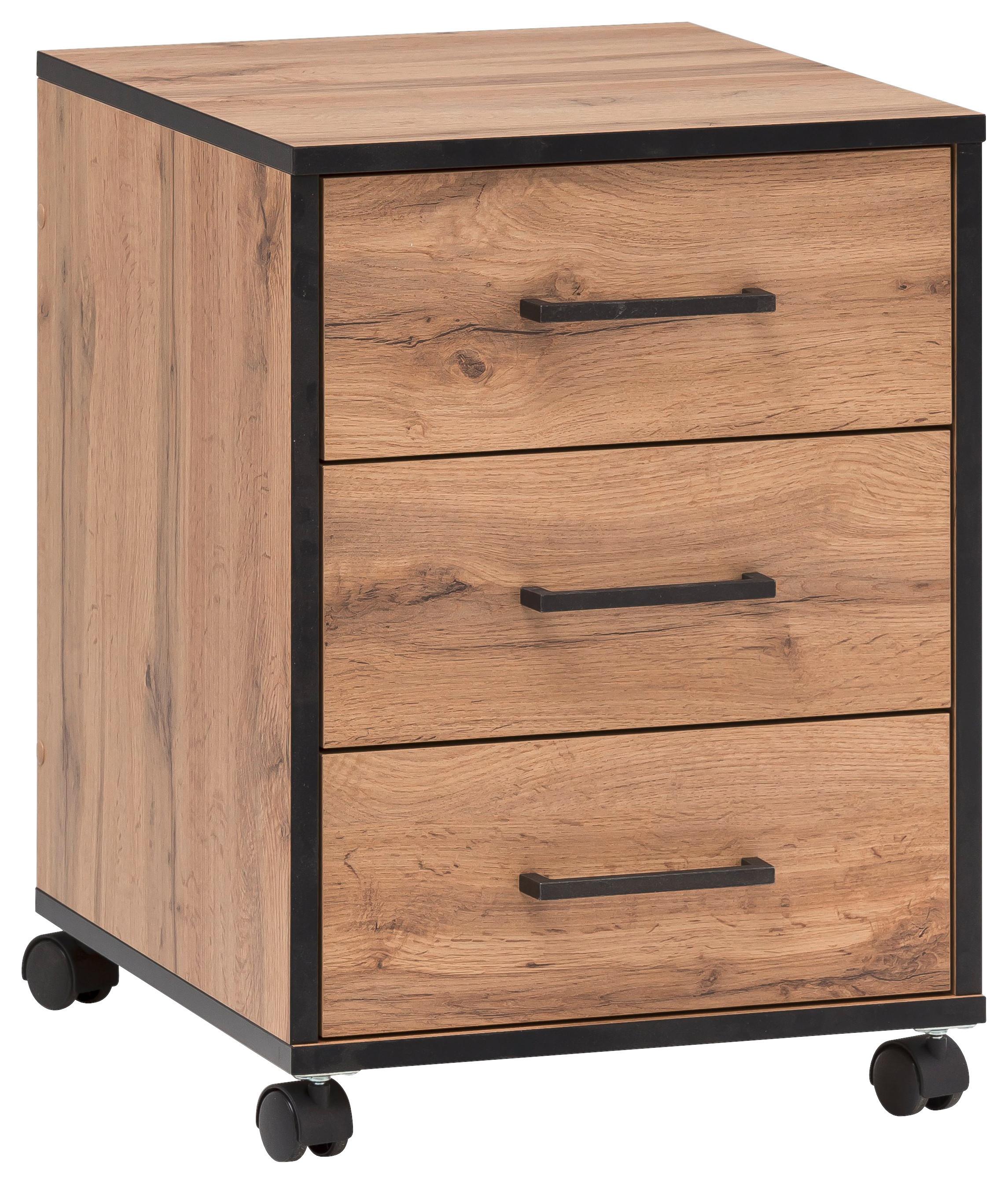 Rollcontainer Eiche Dekor Serie 2000 Bxhxt 40,1x57x50 Cm - Eichefarben, KONVENTIONELL, Holzwerkstoff/Kunststoff (40,1/57/50cm) - MID.YOU