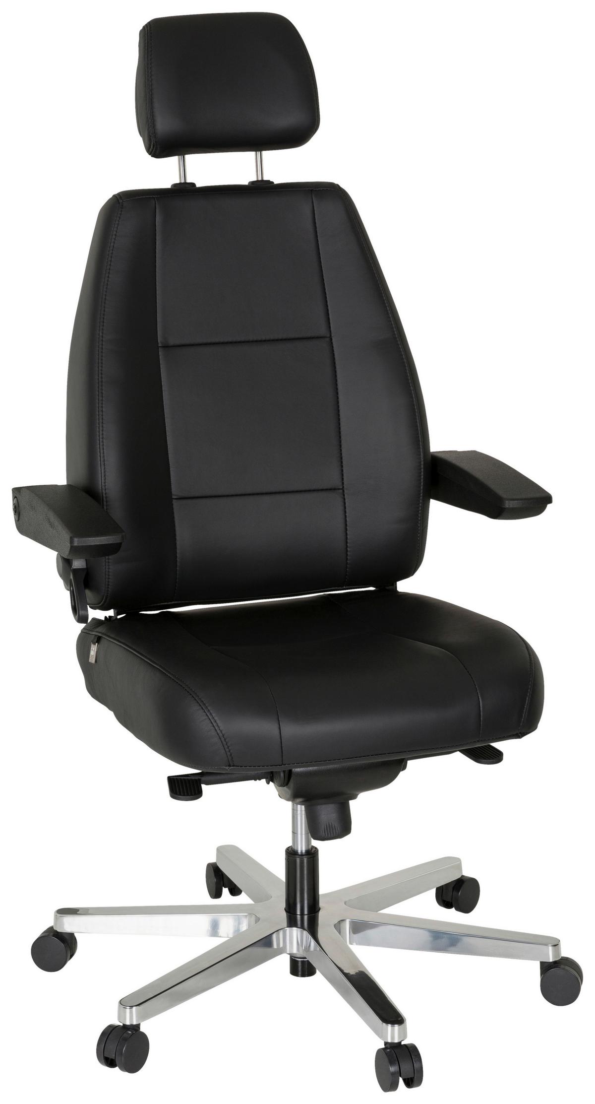 Chefsessel Hours Wippfunktion Schwarz Bis 150 Kg - Silberfarben/Schwarz, Basics, Leder/Kunststoff (70/152/70cm) - MID.YOU