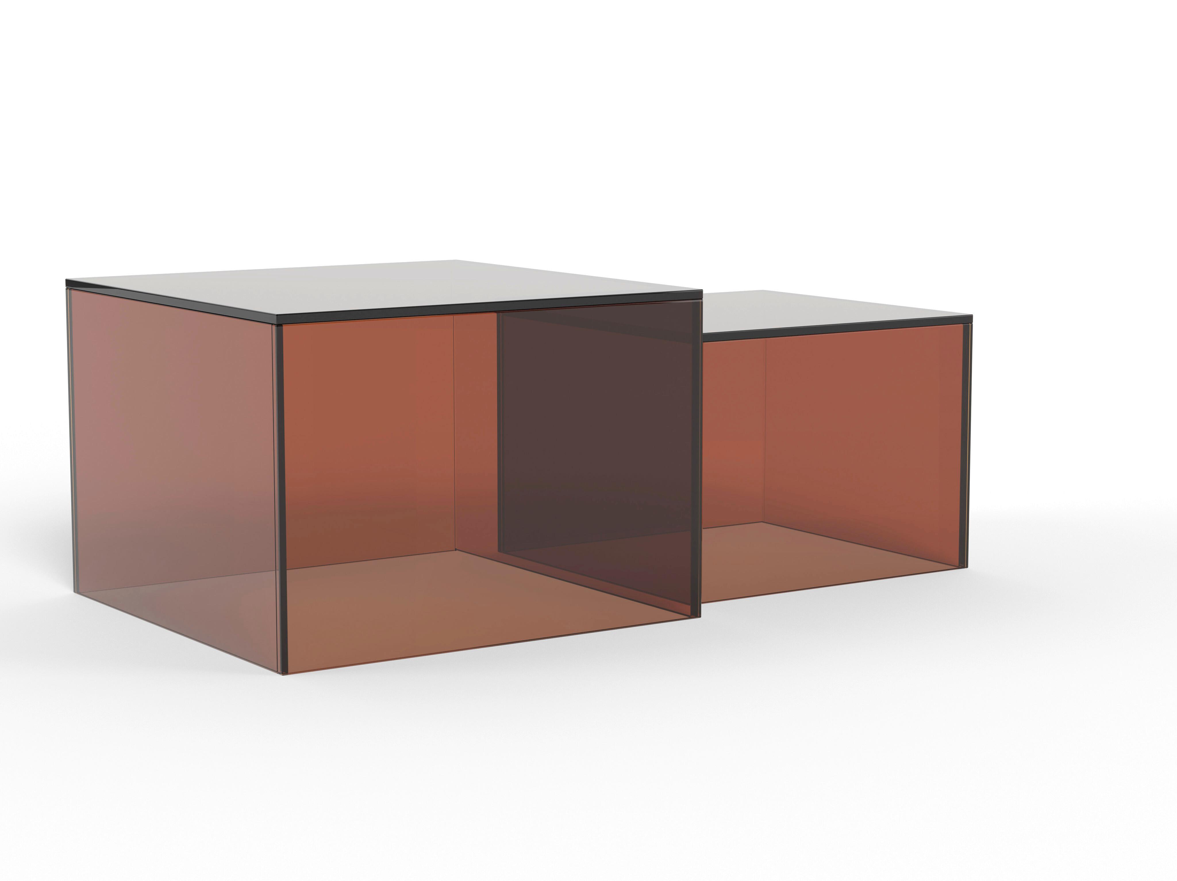 COUCHTISCH Dice Braun L: 50cm - Braun, Design, Glas (50/50/35cm) - MID.YOU