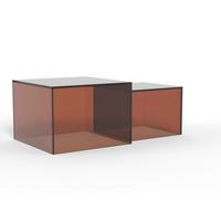 COUCHTISCH Dice Braun L: 50cm - Braun, Design, Glas (50/50/35cm) - MID.YOU