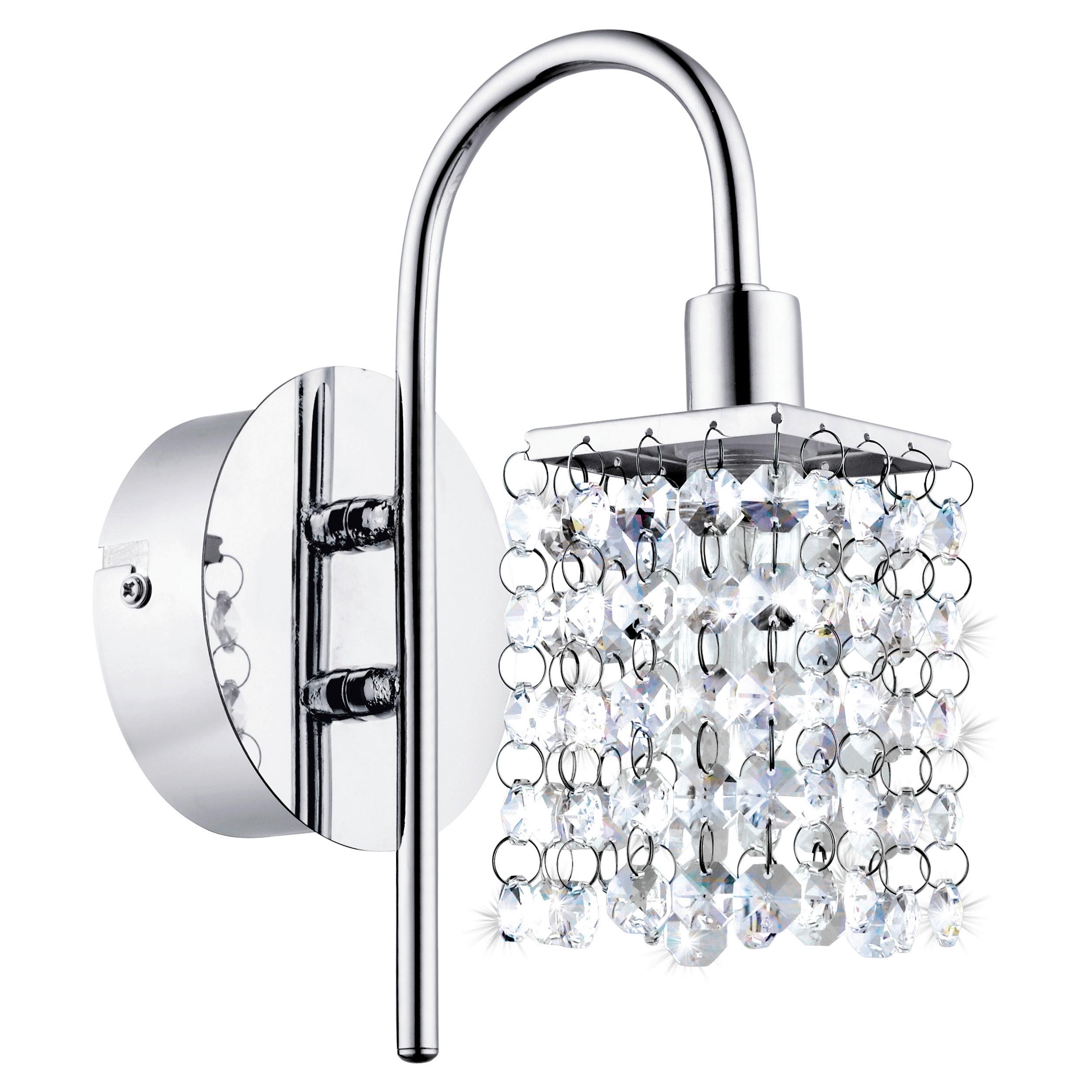 Wandleuchte Almonte 1-Flammig Kristallglasoptik - Klar/Chromfarben, Basics, Glas/Metall (11cm) - Eglo