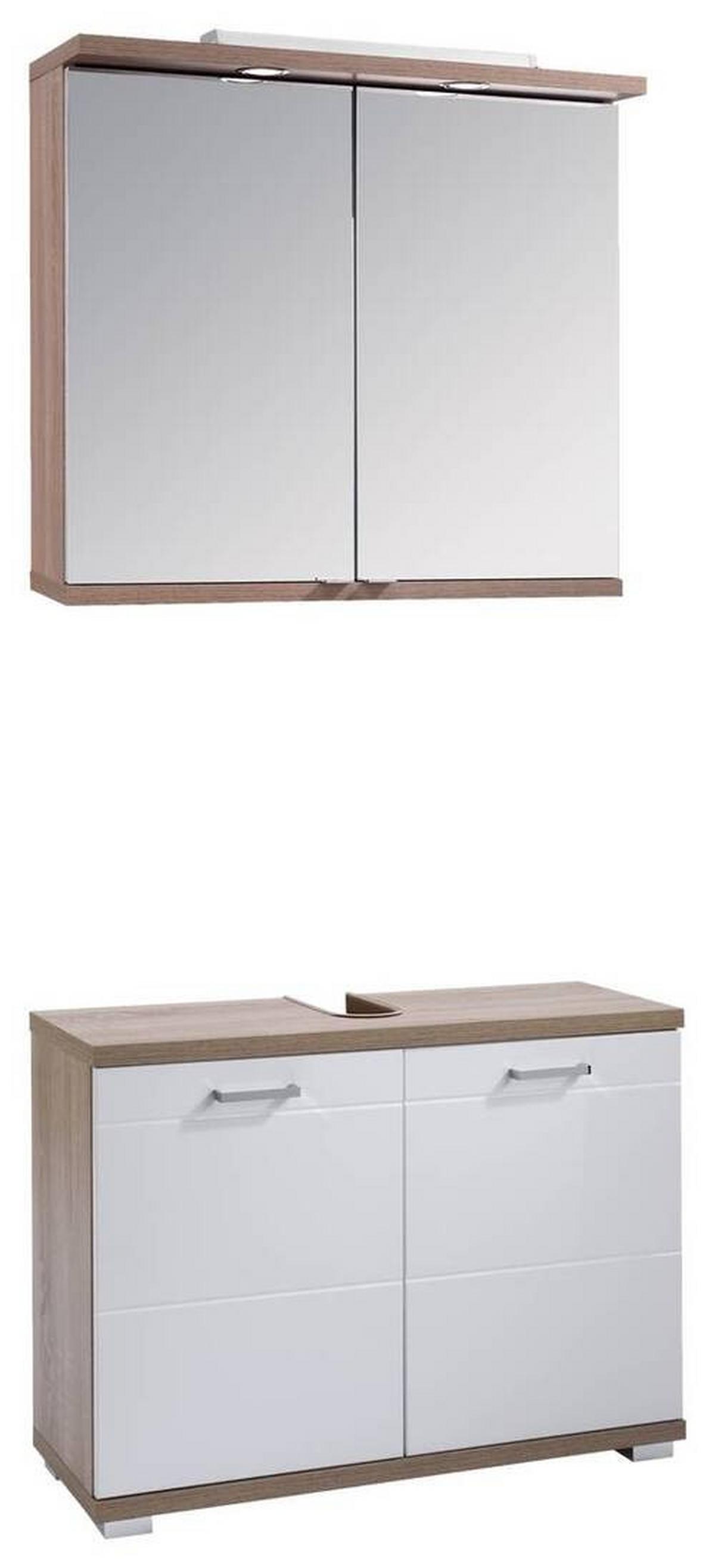 Waschbeckenunterschrank Nebraska B: 80cm Weiß - Chromfarben/Weiß, LIFESTYLE, Holzwerkstoff (80/59/31,5cm) - MID.YOU