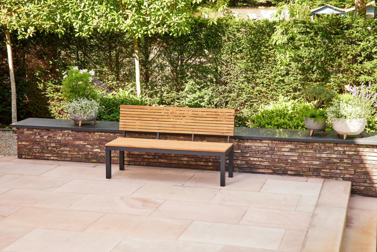 Gartenbank Holz N86393 2-Sitzer - Anthrazit/Robinienfarben, KONVENTIONELL, Holz/Metall (146/84/57,5cm) - Siena Garden