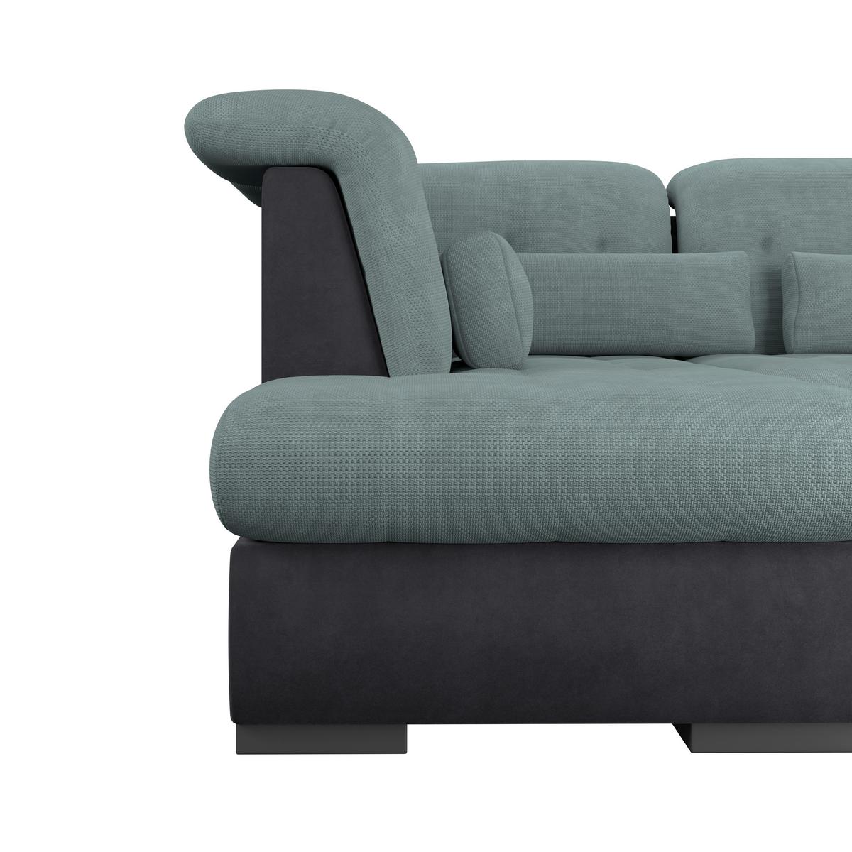 Wohnlandschaft Madera Blaugrün U: 212x358x190 cm - Blau/Anthrazit, KONVENTIONELL, Kunststoff/Textil (212/358/190cm)