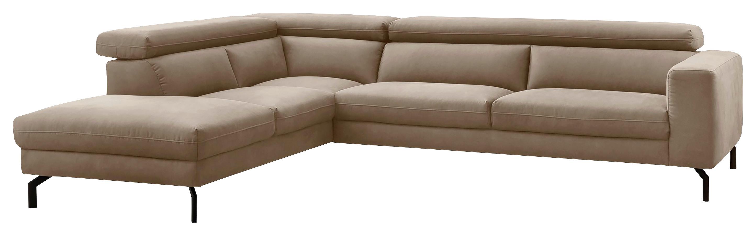 Ecksofa California - Beige/Schwarz, MODERN, Textil (233/305cm) - Trendmanufaktur