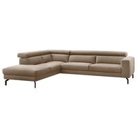 Ecksofa California - Beige/Schwarz, MODERN, Textil (233/305cm) - Trendmanufaktur