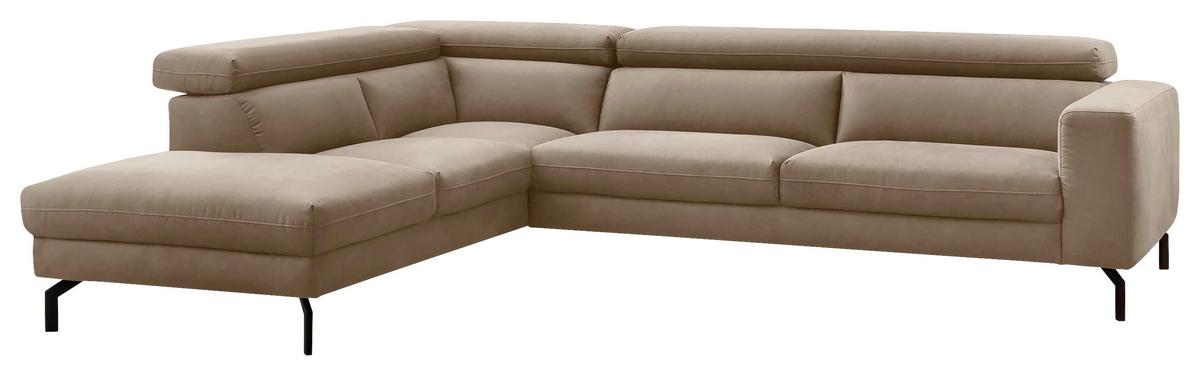 Ecksofa California - Beige/Schwarz, MODERN, Textil (233/305cm) - Trendmanufaktur