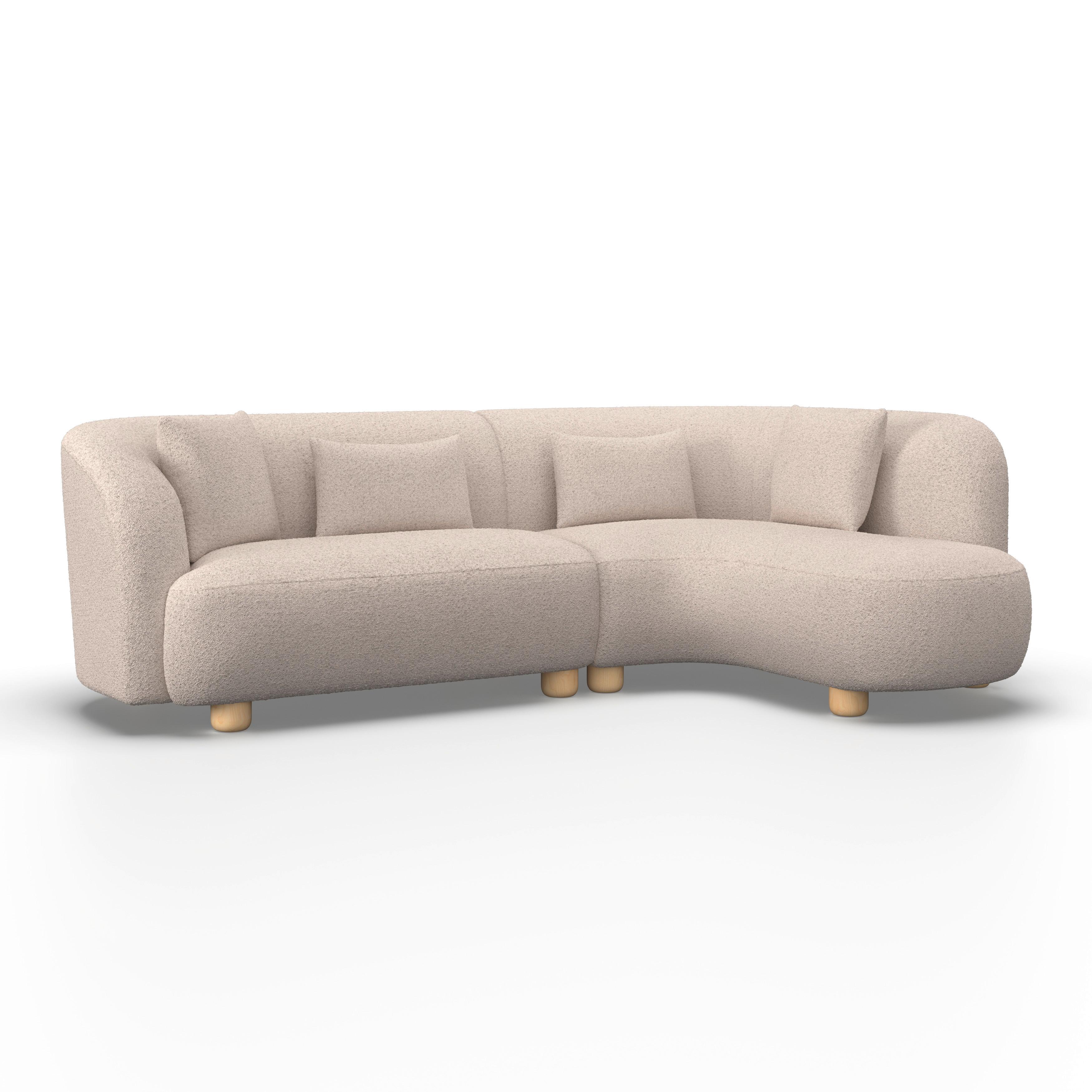 Rohová sedačka ALBA, krémová - krémová/farba duba, Modern, drevo/textil (256/78/85/166cm) - Bessagi Home