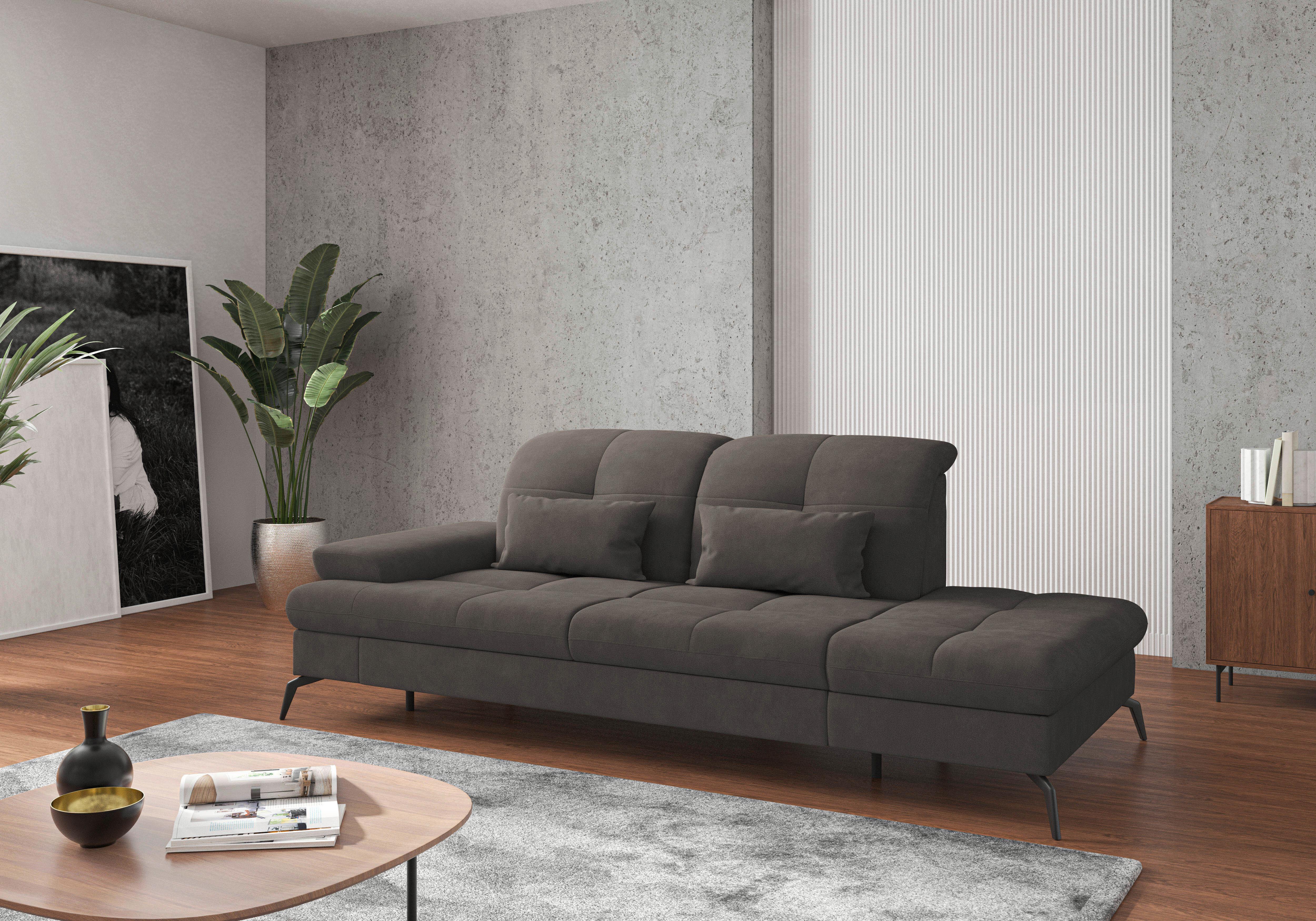 Récamiere Amica E, Graphitfarben B: 231 - Schwarz/Graphitfarben, KONVENTIONELL, Textil (231/90/122cm) - Sit & More