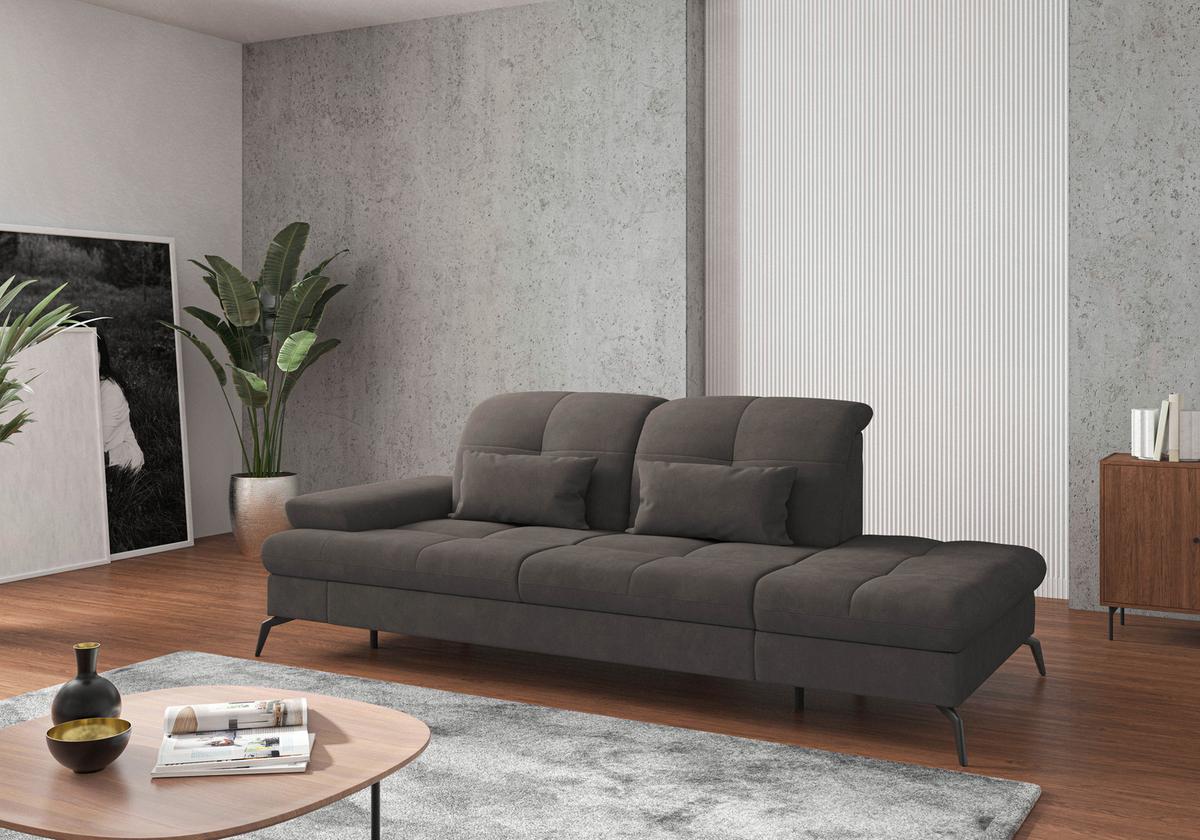 Récamiere Amica E, Graphitfarben B: 231 - Schwarz/Graphitfarben, KONVENTIONELL, Textil (231/90/122cm) - Sit & More