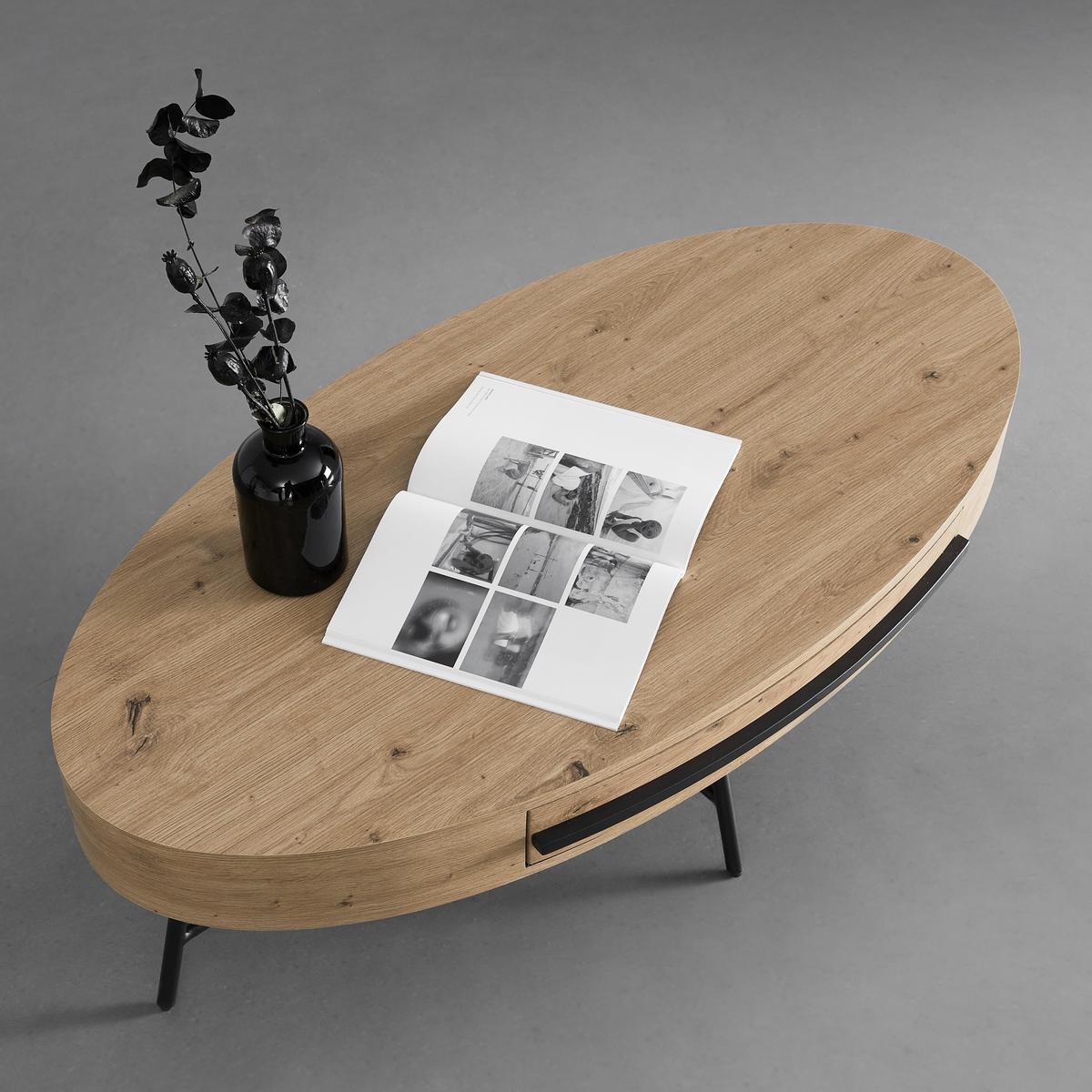 Konferenční stolek EMILIA - černá/barvy dubu, Moderní, kov (120/60/40cm) - Bessagi Home