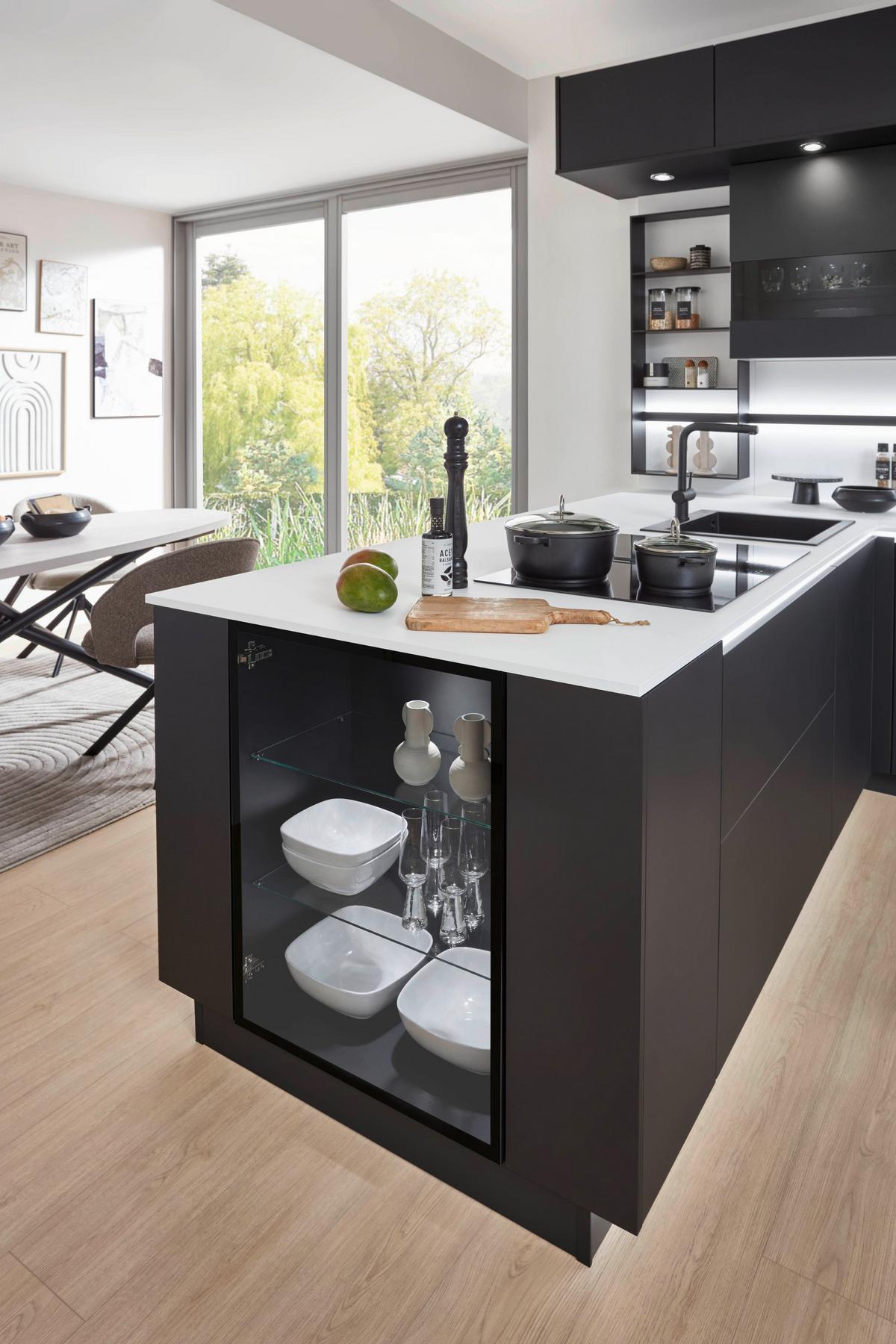 Eckküche Eastbourne - Schieferfarben/Graphitfarben, MODERN, Holzwerkstoff (303,2/264,5cm) - Vertico