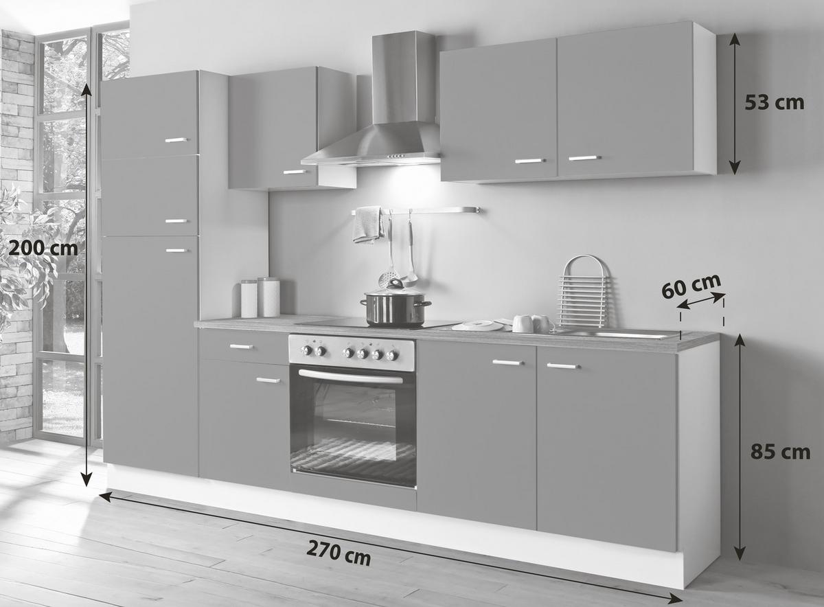 Küchenblock White-Classic - Graphitfarben/Weiß, KONVENTIONELL, Holzwerkstoff (270cm) - Menke