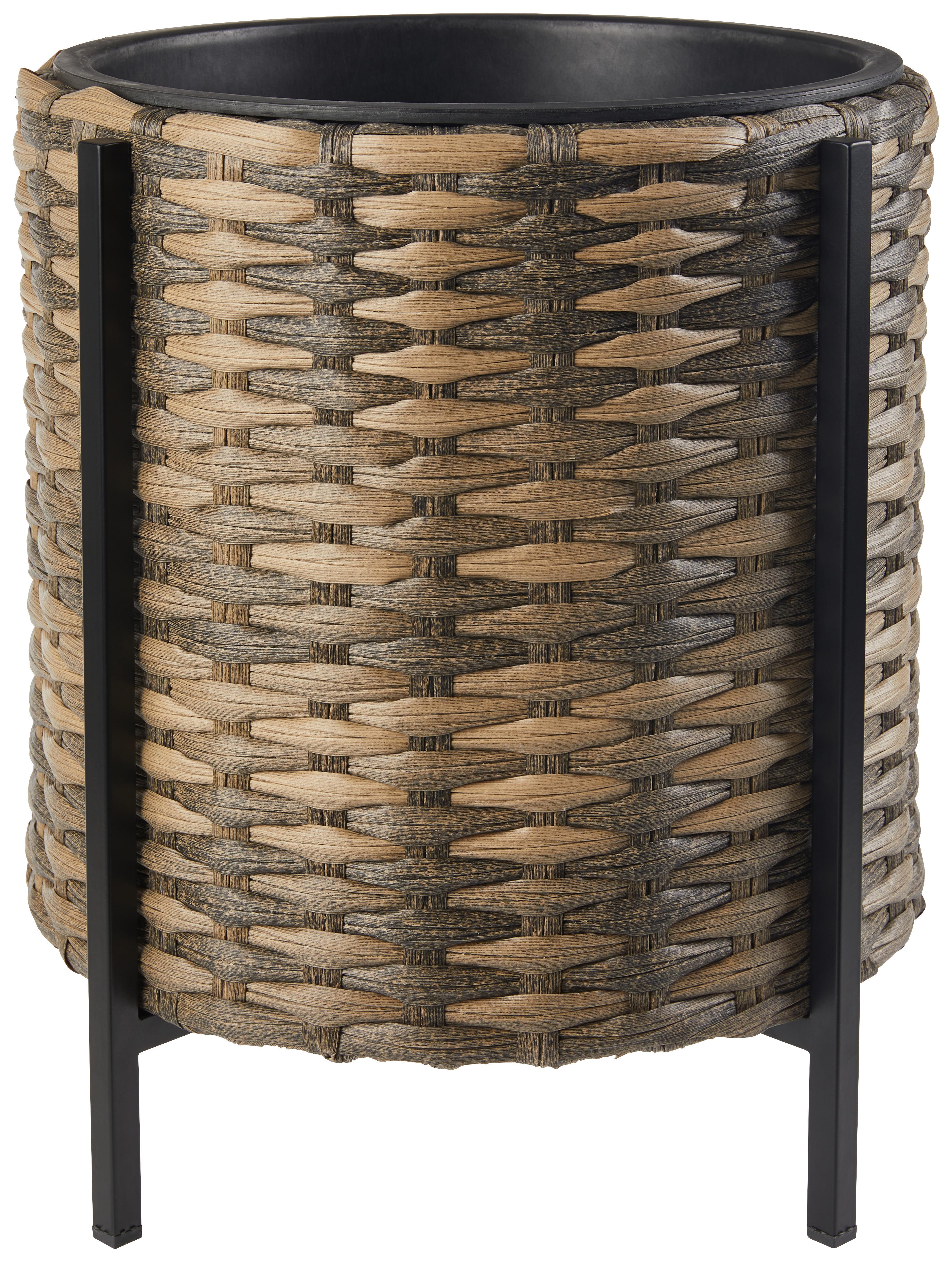 Übertopf Salli Kunststoff Braun Ø 36 cm - Braun, MODERN, Kunststoff/Metall (36/44cm) - Luca Bessoni