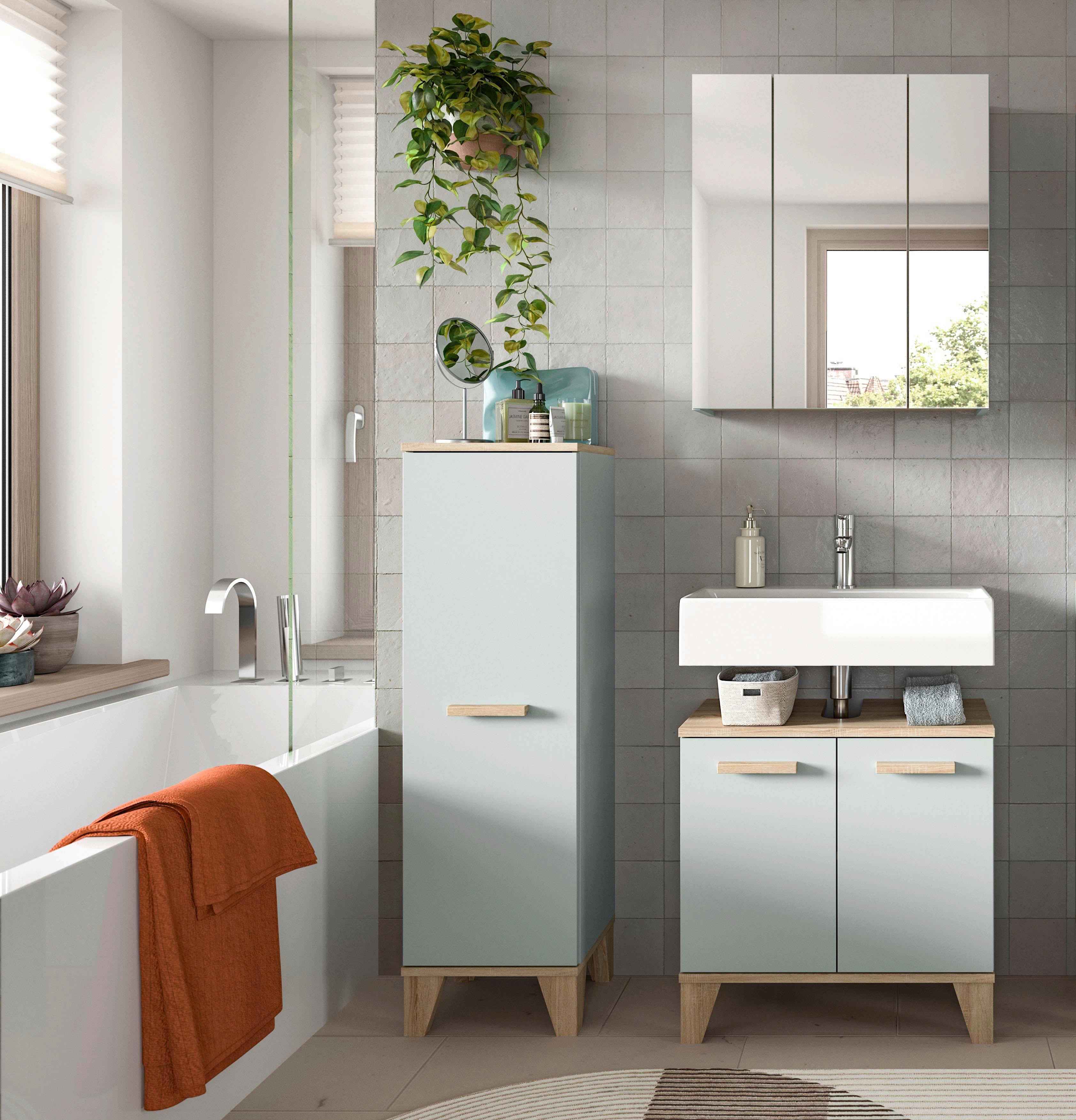 Badezimmer Eiche/Graugrün K: 94 cm - Eichefarben/Hellgrün, MODERN, Holzwerkstoff (94cm) - MID.YOU