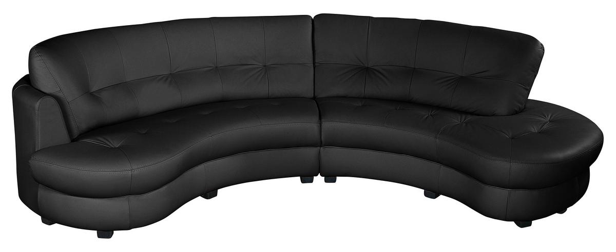 Ecksofa Bretania Schwarz S: 300x113 cm - Schwarz, Design, Leder/Textil (300/113cm) - Livetastic