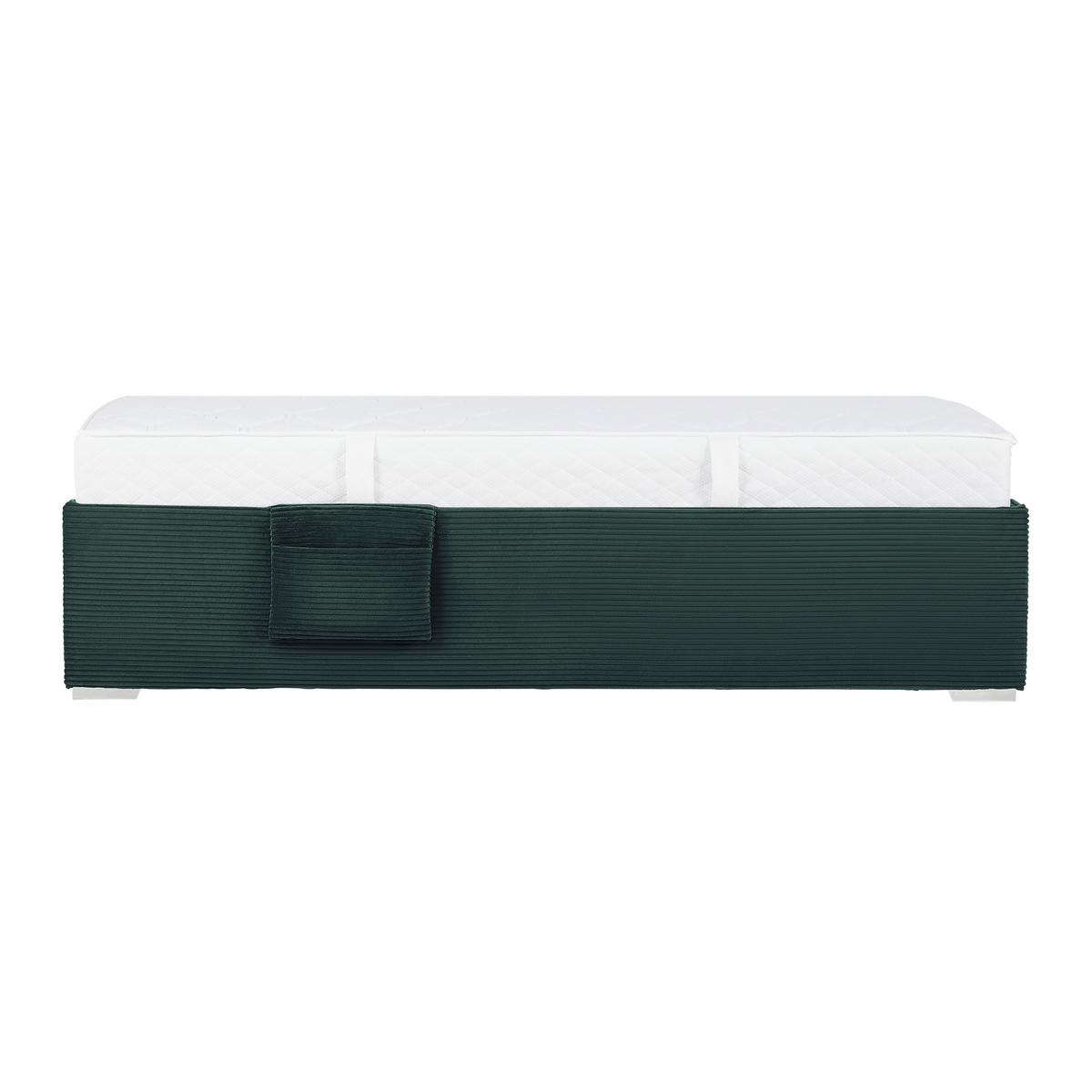 Postel Remi s bočnicemi 90x200, potah tmavě zelený - tmavě zelená/barvy chromu, Konvenční, dřevo/textil (90/200cm)