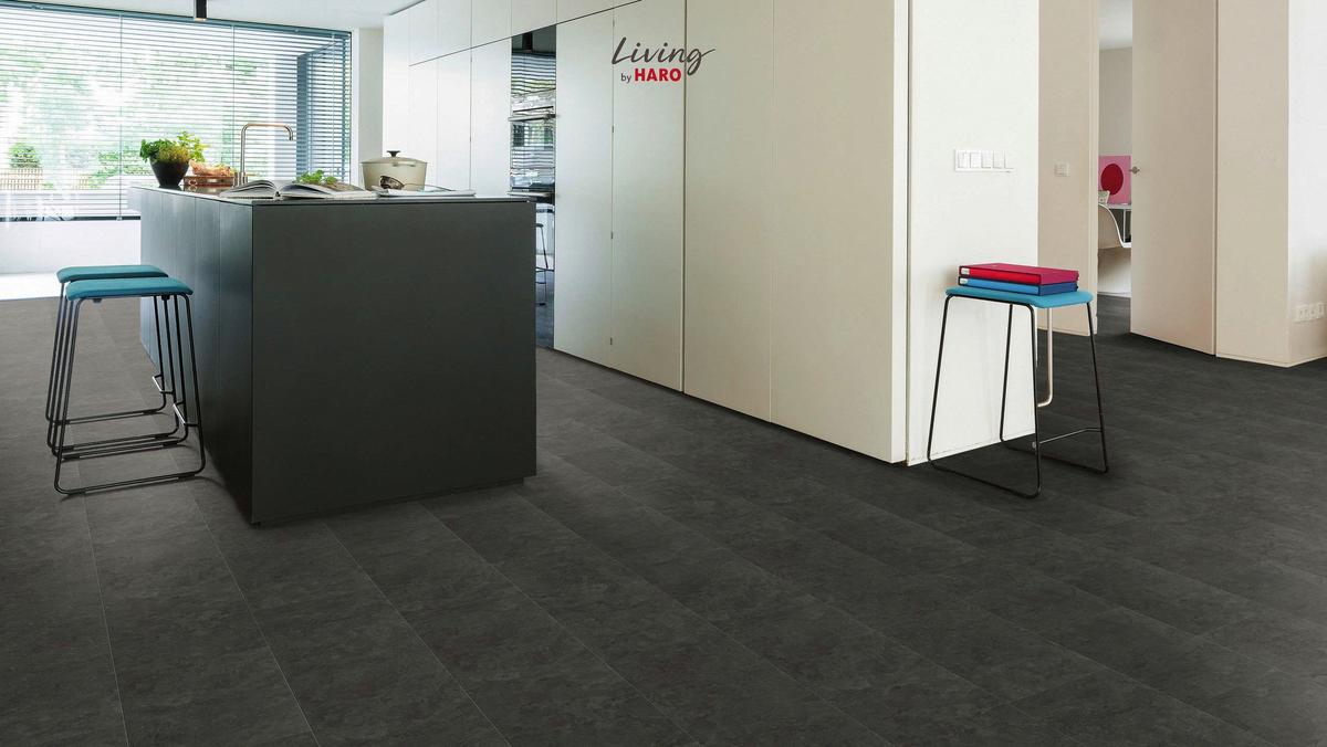 Vinylboden Fliesenoptik Grau /dunkelgrau Klick-Vinyl - Dunkelgrau/Grau, Design, Holzwerkstoff (63,1/31,3/0,65cm) - Living by HARO
