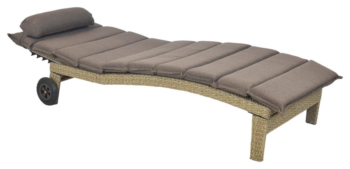 Gartenliege Andalusia - Beige/Braun, MODERN, Textil/Metall (90/100/208cm) - Gardenson